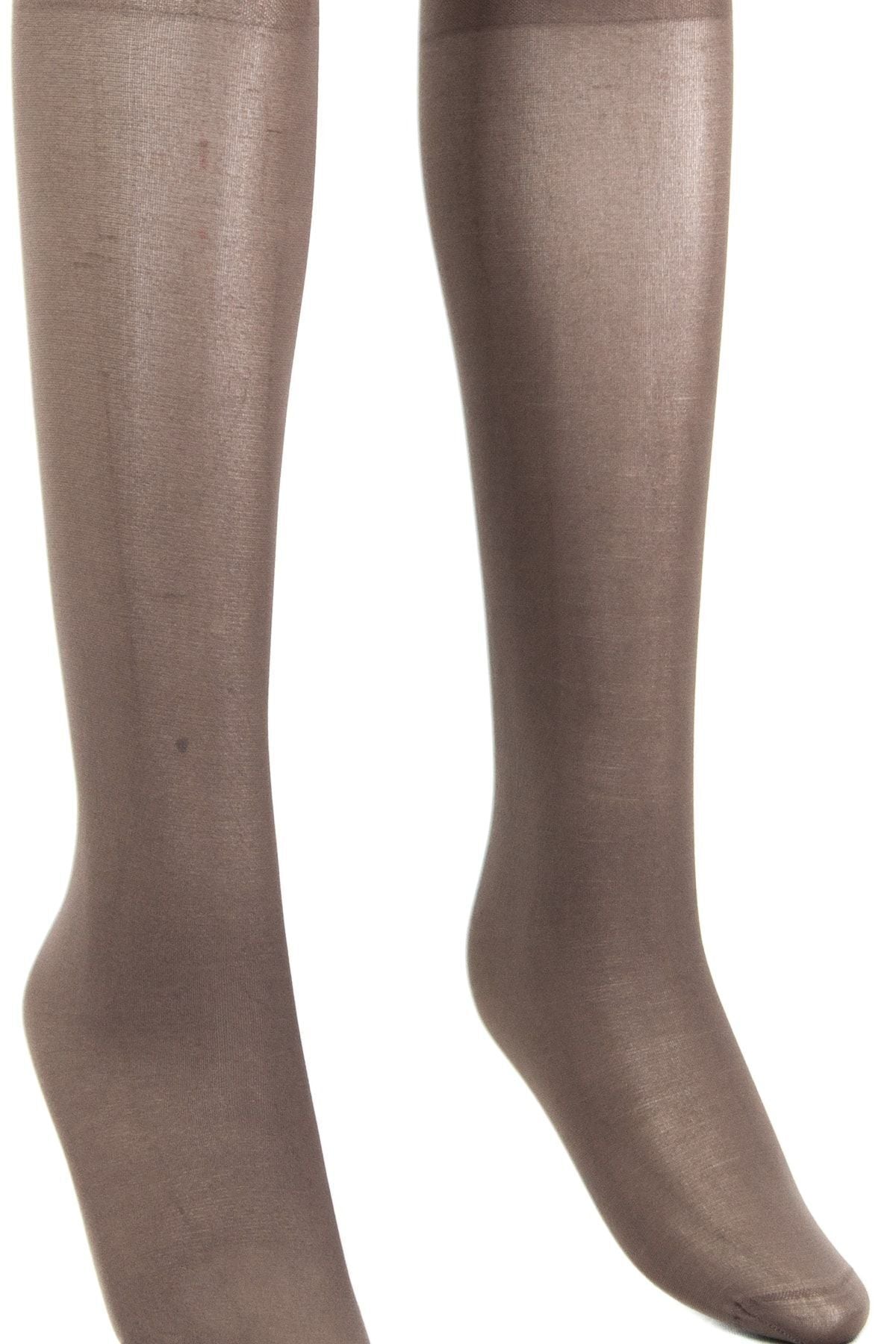 Kadın Ipek Matlığında 40 Den Ince Kaçmaz Esnek Rahat Lastikli 2 Li Diz Altı Çorap