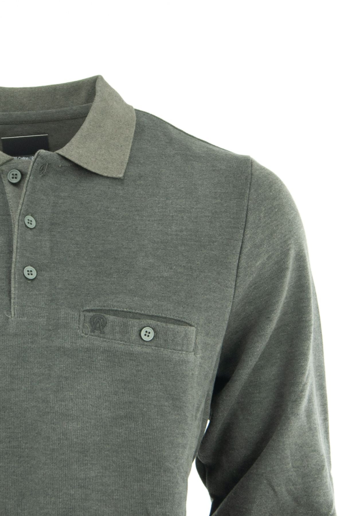 Erkek Kışlık Düğmeli Polo Yaka Düz Renk Armalı Fileto Cepli Likralı Pamuklu Dokuma Kazak