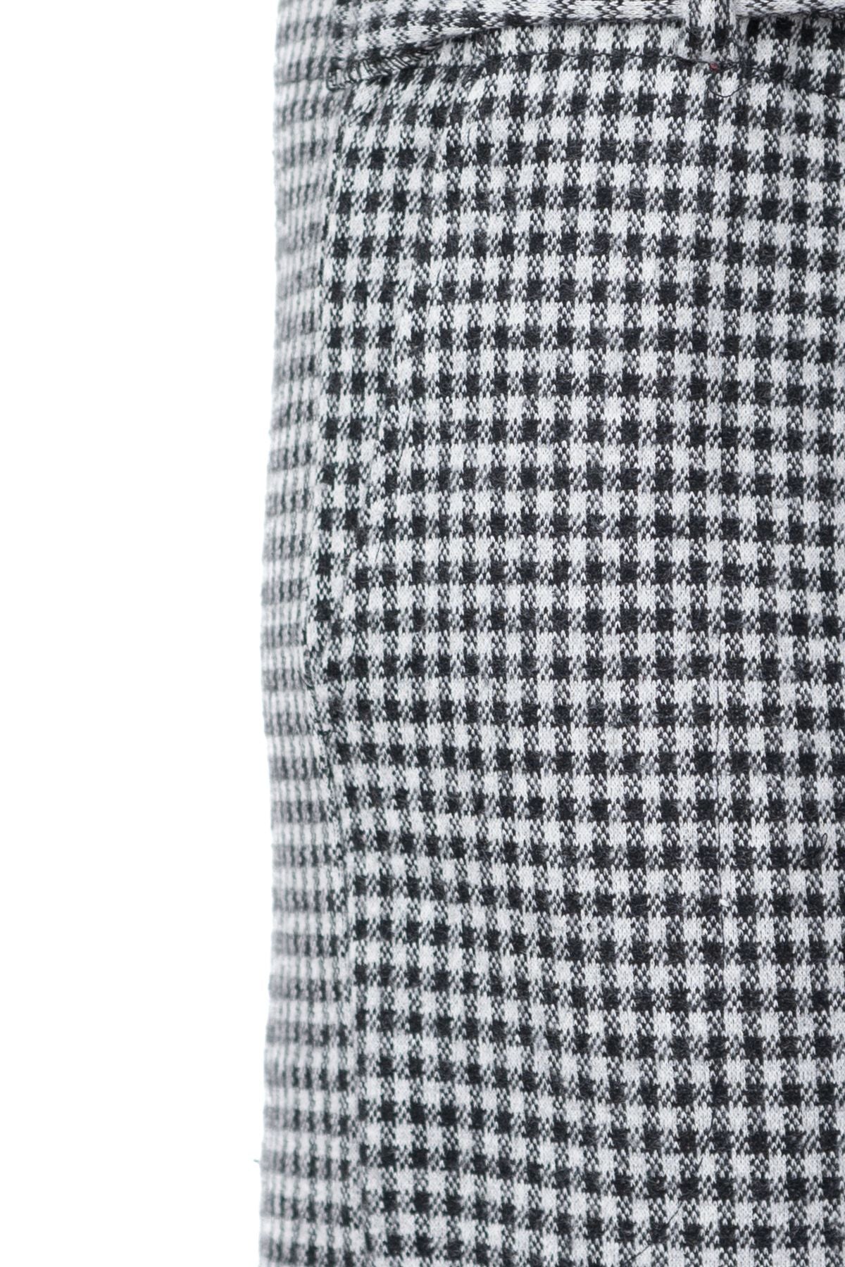 Kadın Kalın Kışlık Pamuklu Örme Pantolon ispanyol Paça Şık Kare Desenli Cepli Tam Kalıp