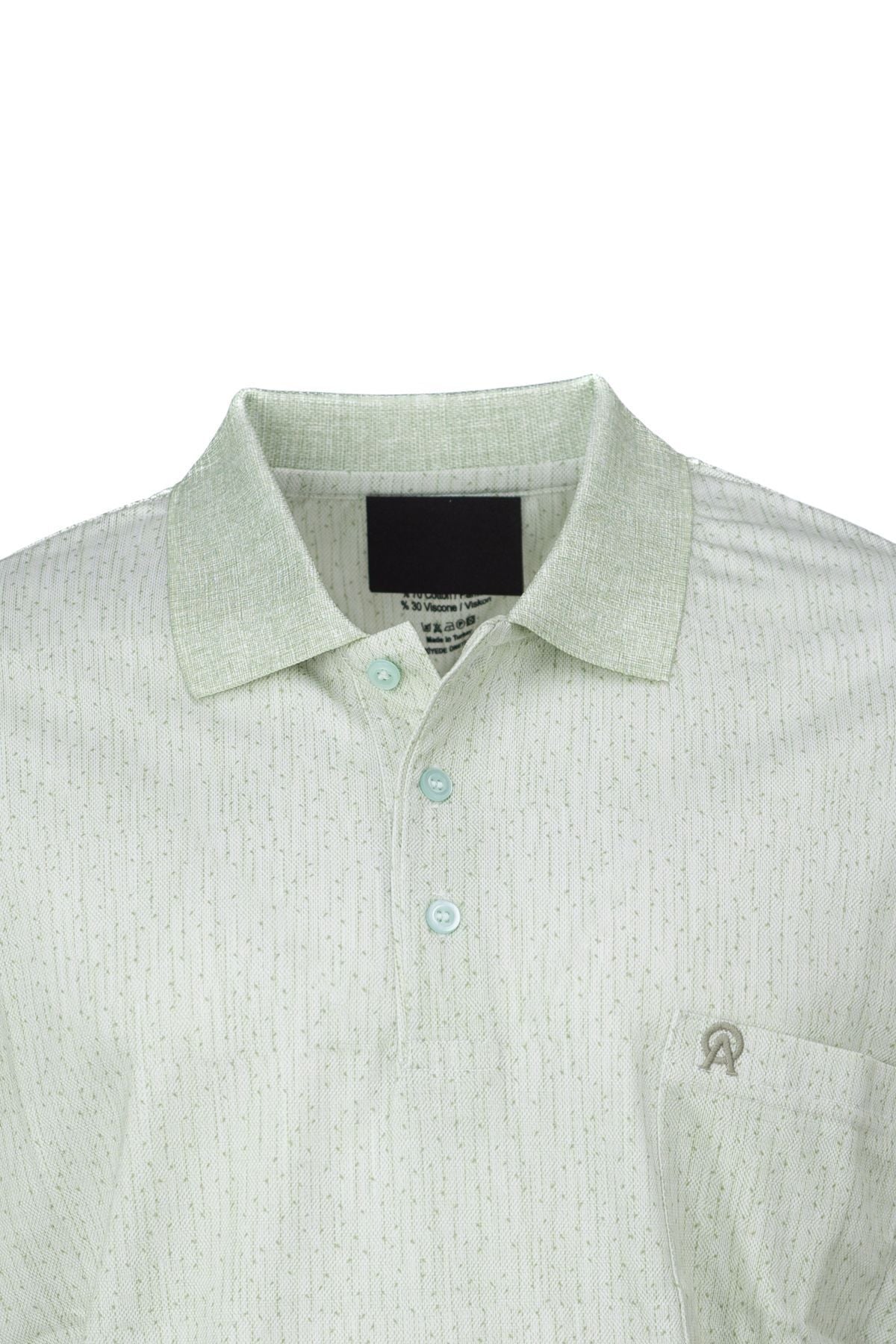 Erkek Pamuklu Merserize Kumaş T-Shirt Polo Yaka Kısa Kollu Nokta Desenli Tam Kalıp