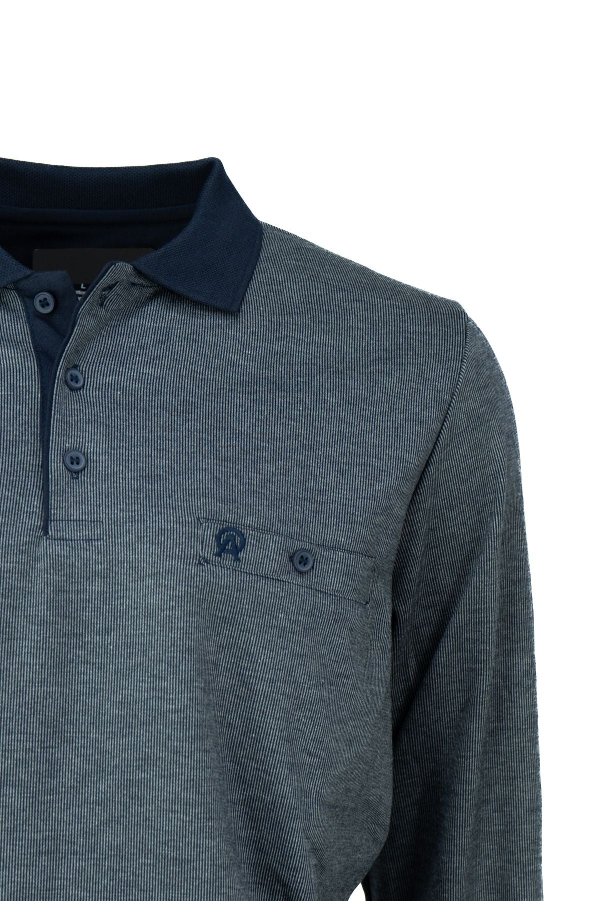 Erkek Mevsimlik Kazak Pamuklu Düğmeli Polo Yaka Cepli Uzun Kollu Han Desenli Rahat Kesim