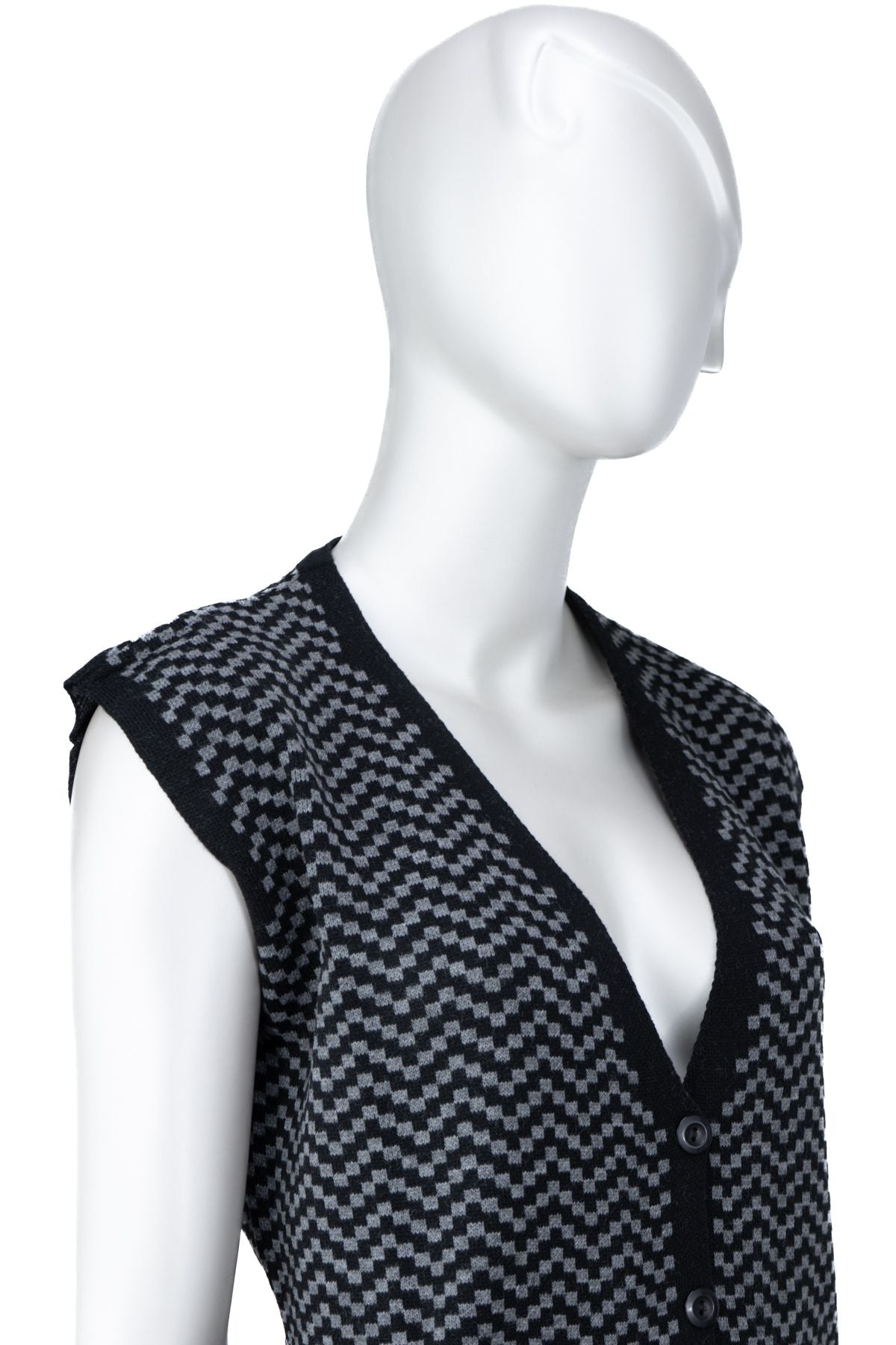 Kadın Kışlık Anne Yelek Pamuklu Triko Örme Klasik Akasya Motifli Önden Düğmeli Çift Cepli