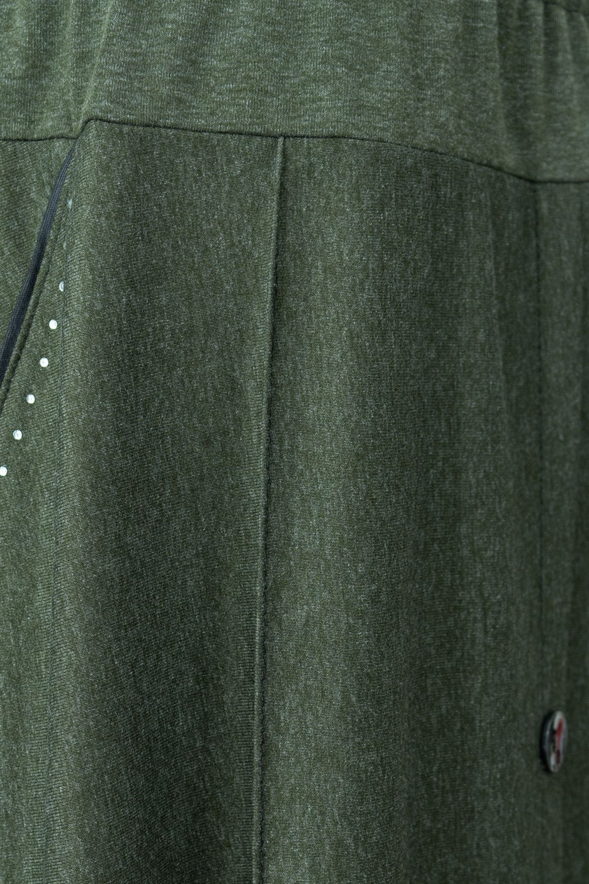 Kadın Kışlık Anne Etek Ecrin Kumaş Doğal Taşlı Düğme Modelli Beli Lastikli Rahat Kesim