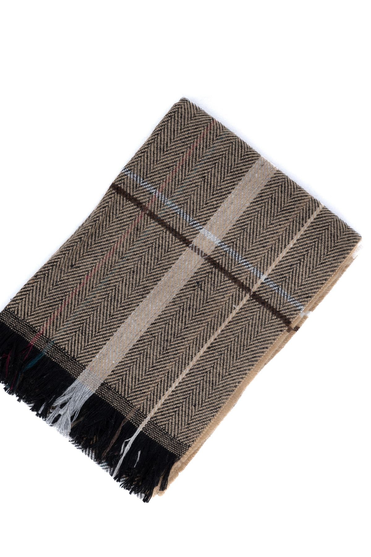 Erkek Kışlık Atkı Kalın Pamuklu Triko Örme Ekose Desenli Sıcak Tutar Rahat Tasarım