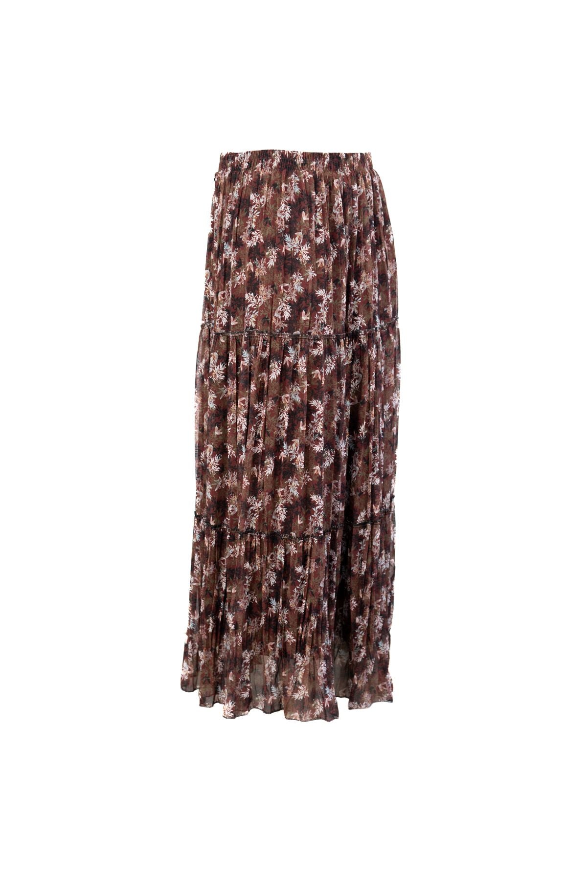 Kadın Premium Astarlı Şifon Etek Minik Çiçek Desenli Beli Lastiklı Rahat Kesim