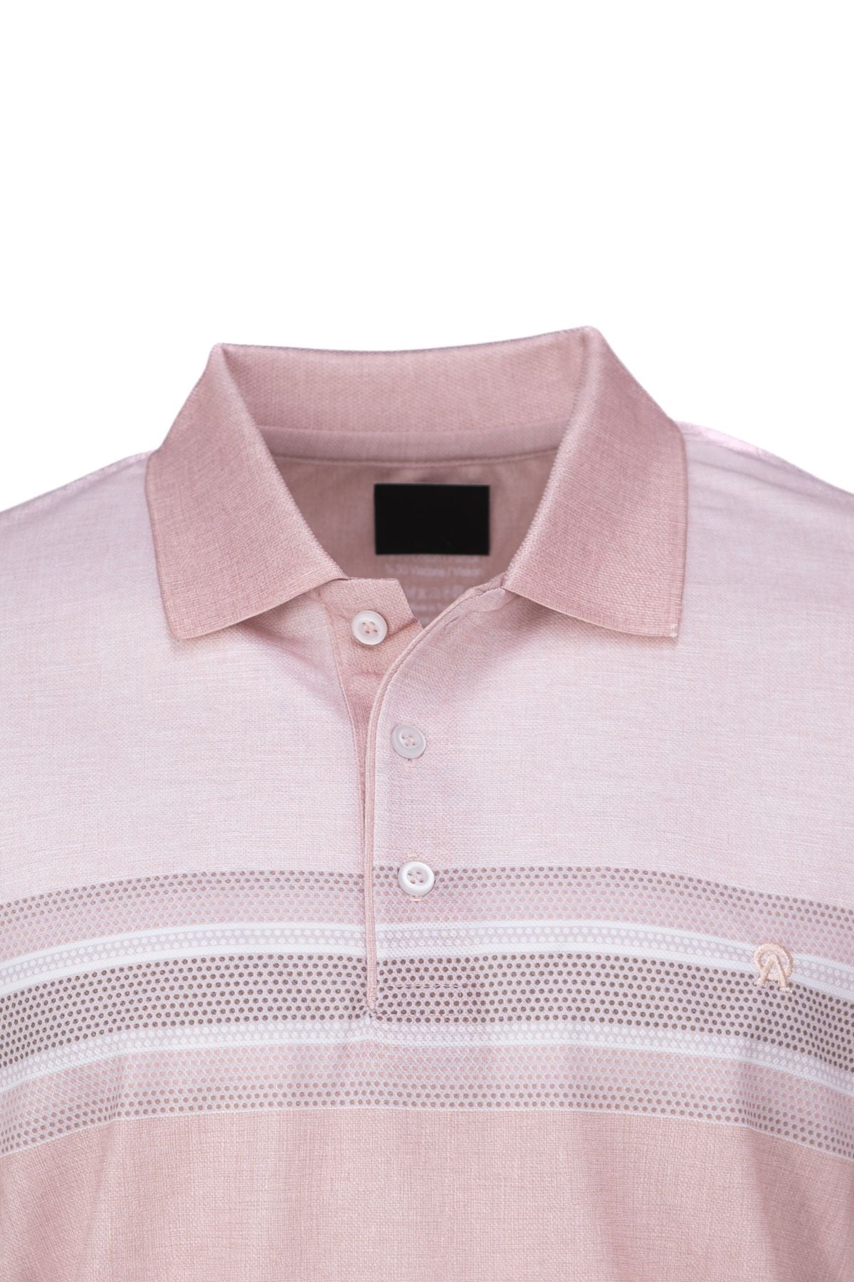 Erkek Pamuklu Merserize Kumaş T-Shirt Cepsiz Polo Yaka Kısa Kollu Çizgi Desenli Tam Kalıp