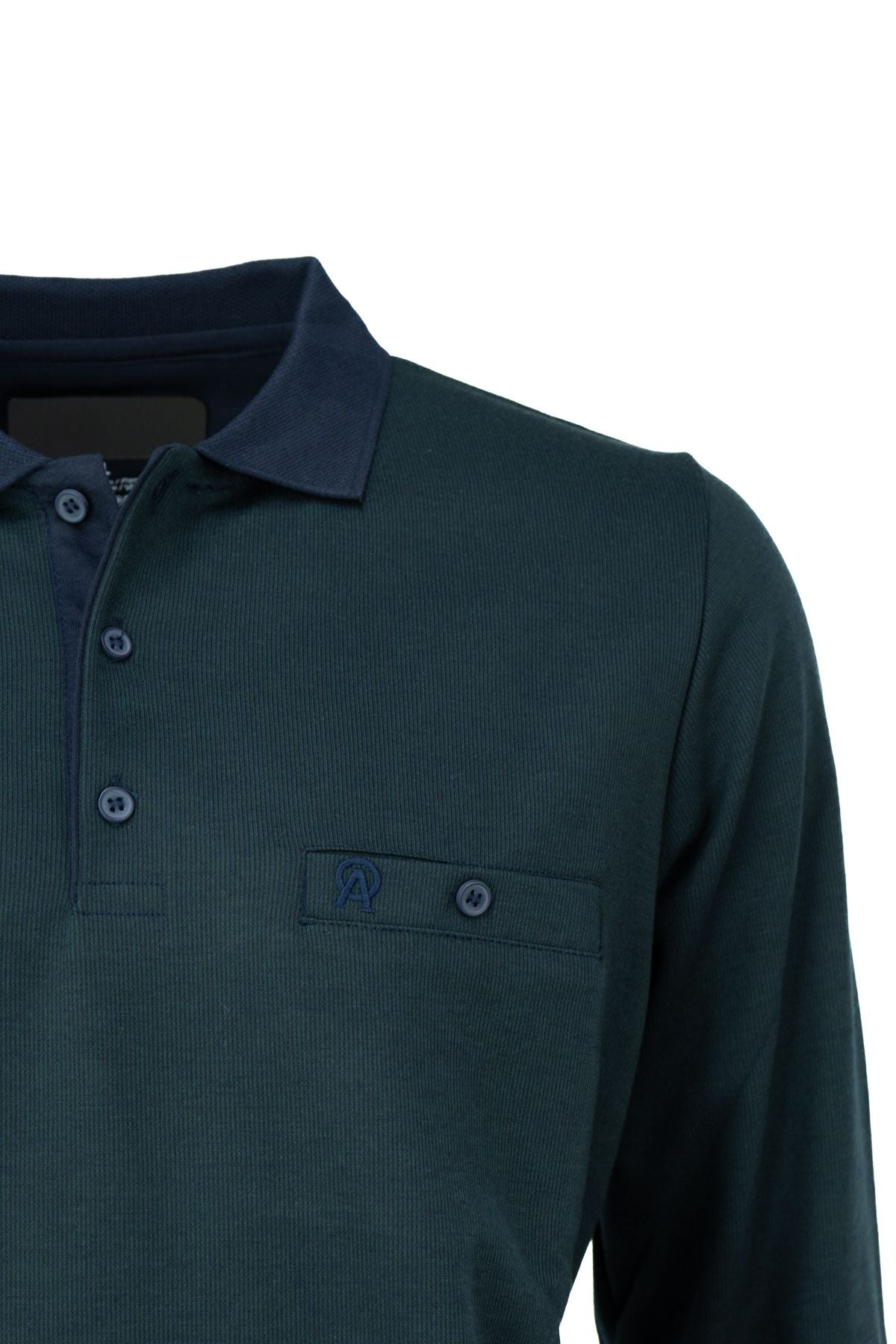 Erkek Mevsimlik Kazak Pamuklu Düğmeli Polo Yaka Cepli Uzun Kollu Han Desenli Rahat Kesim