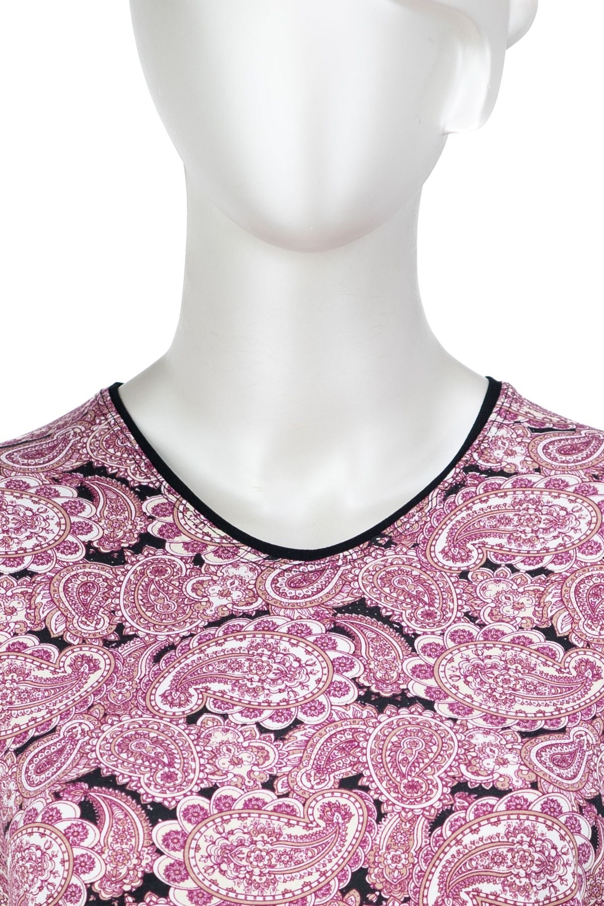 Kadın Turlu Viskon Penye Kumaş Anne Bluz Nilüfer Desenli Uzun Kollu Tam Kalıp Likralı