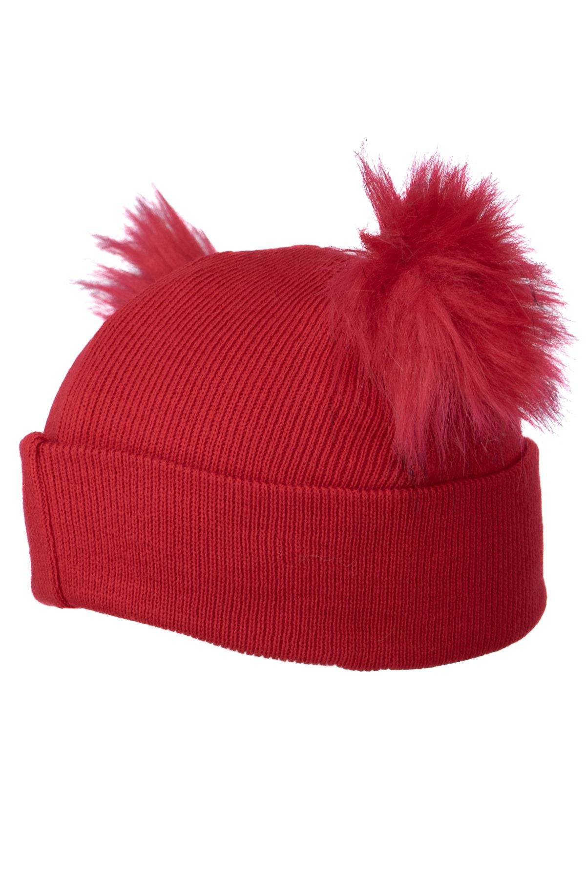 Kız Çocuk Kışlık Kalın Bere Çift Ponpon Model Pamuklu Katlamalı Sıcak Tutar Esnek Rahat