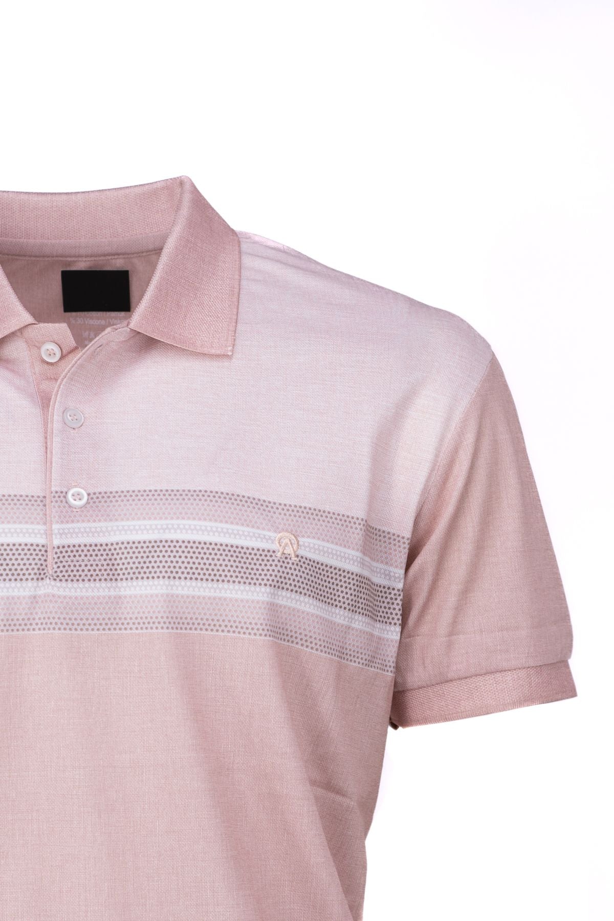 Erkek Pamuklu Merserize Kumaş T-Shirt Cepsiz Polo Yaka Kısa Kollu Çizgi Desenli Tam Kalıp