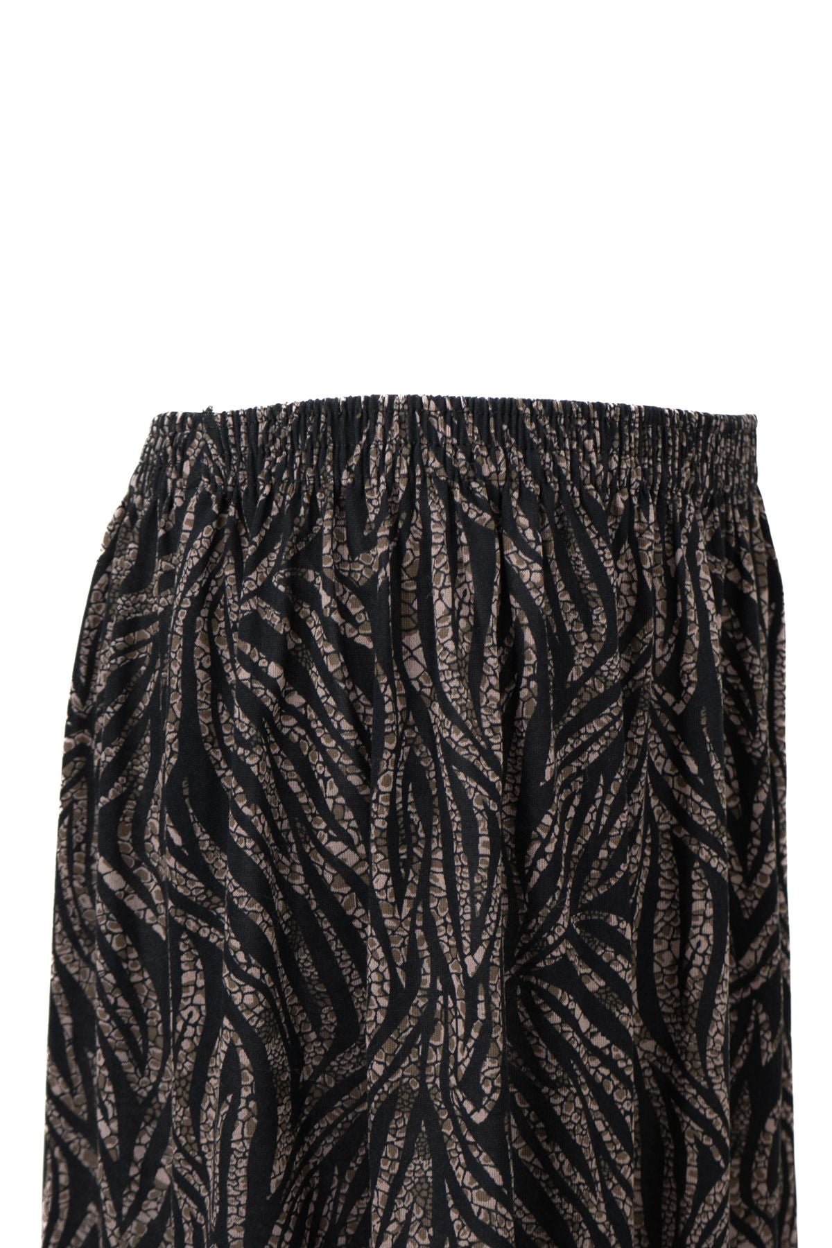 Kadın Kışlık Anne Etek Viskon Kumaş Manzara Desenli Beli Lastikli Rahat Kesim Tam Kalıp