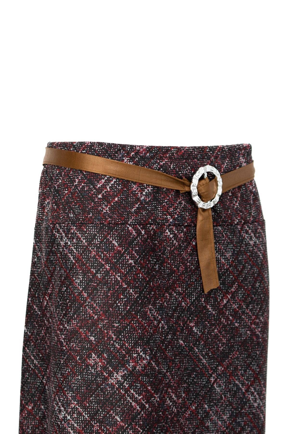 Kadın Kışlık Zara Kumaş Anne Çan Etek Sanat Desenli Beli Lastikli ve Kemerli Tam Kalıp