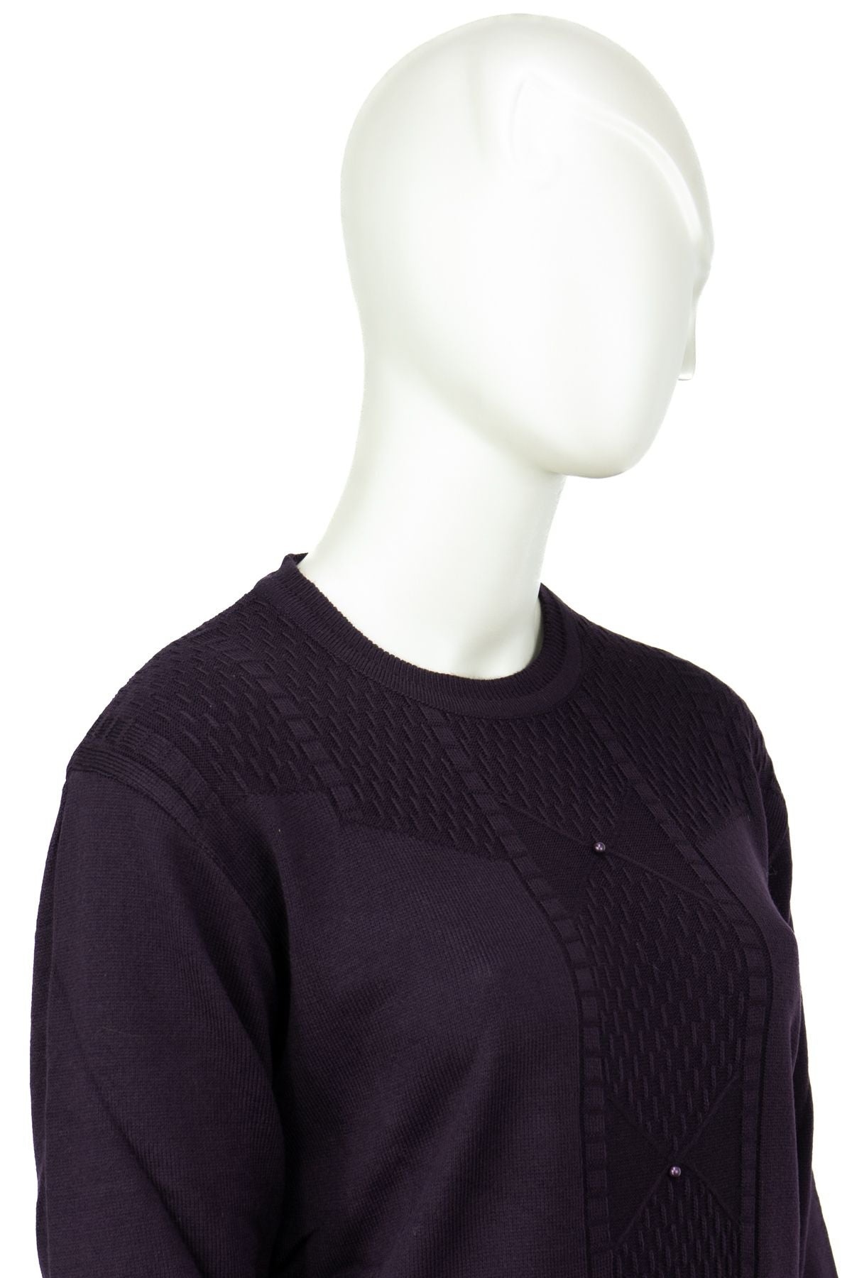 Kadın Kışlık Pamuklu Triko Dokuma Anne Kazak Boncuklu Tasarım Motifli Yuvarlak Yakalı