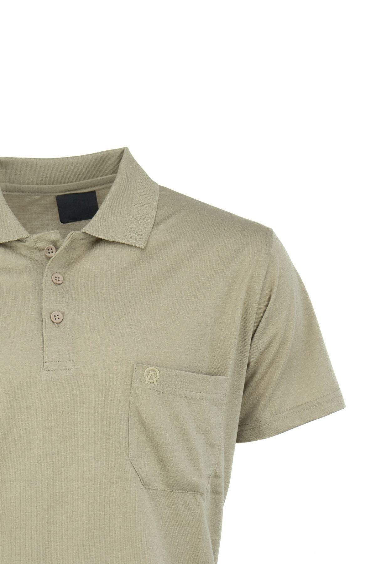 Erkek Polo Yaka Arma Cepli Kısa Kollu Düz Renk Normal Kesim Premium Pamuklu Kumaş T-Shirt