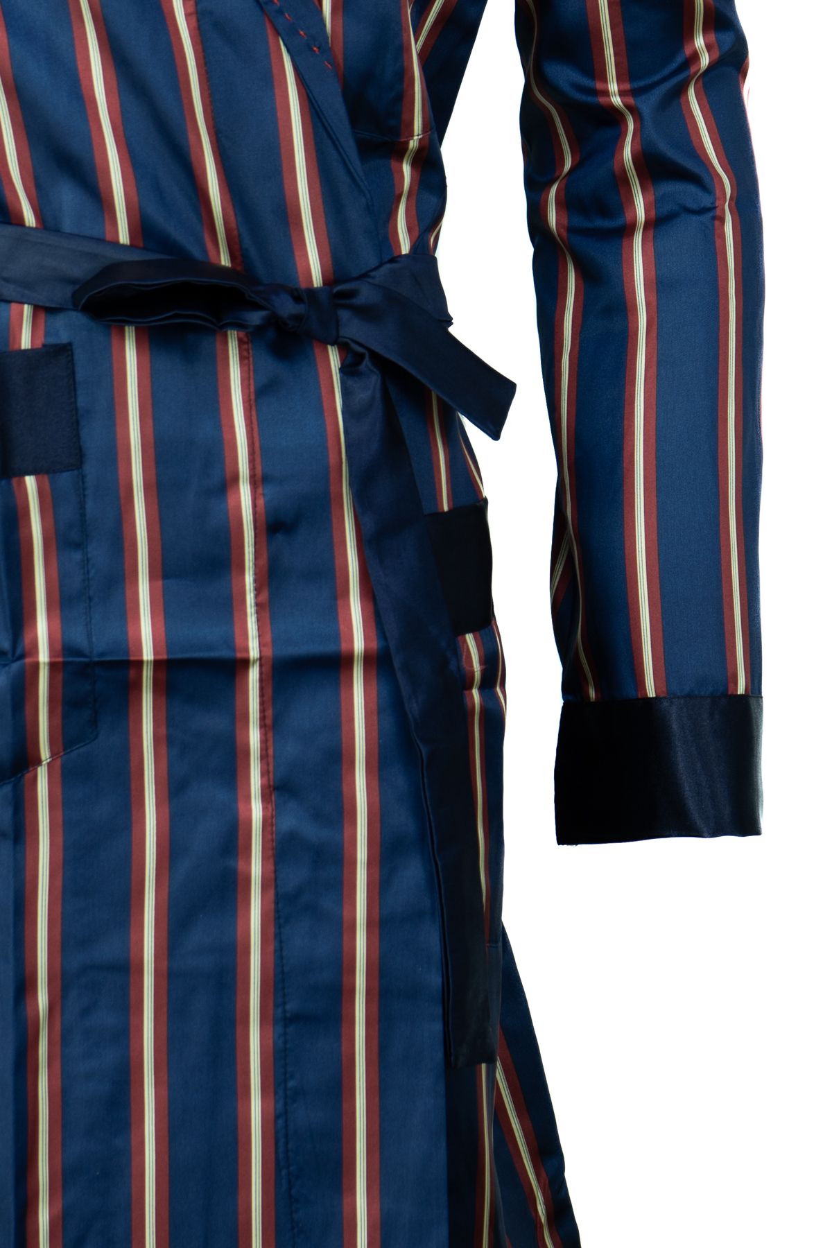 Erkek Klasik Model Röpteşambır Premium Saten Örme Cepli Klasik Rob Beli Kuşaklı Cepli