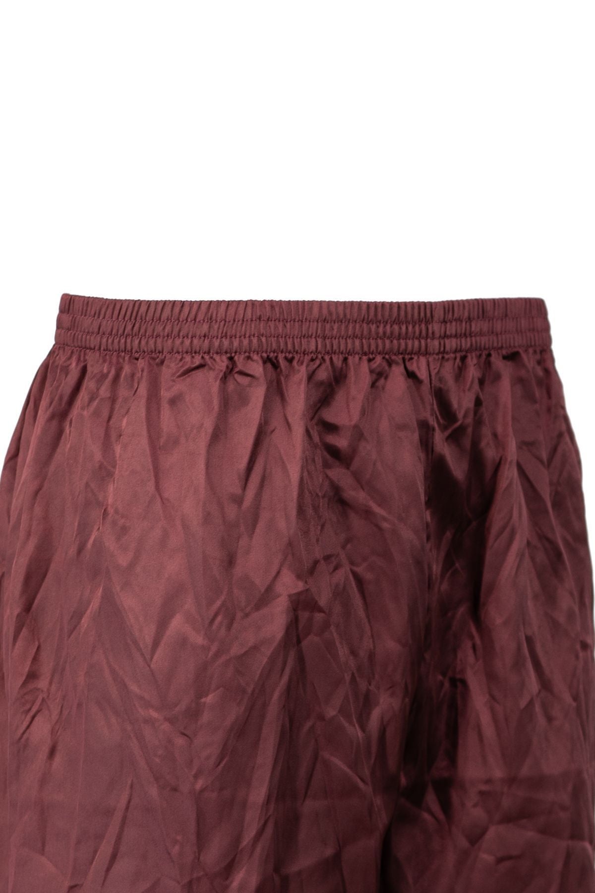 Erkek Saten Kumaş Şort Düz Renk Beli Lastikli Cepsiz Hafif Kumaş