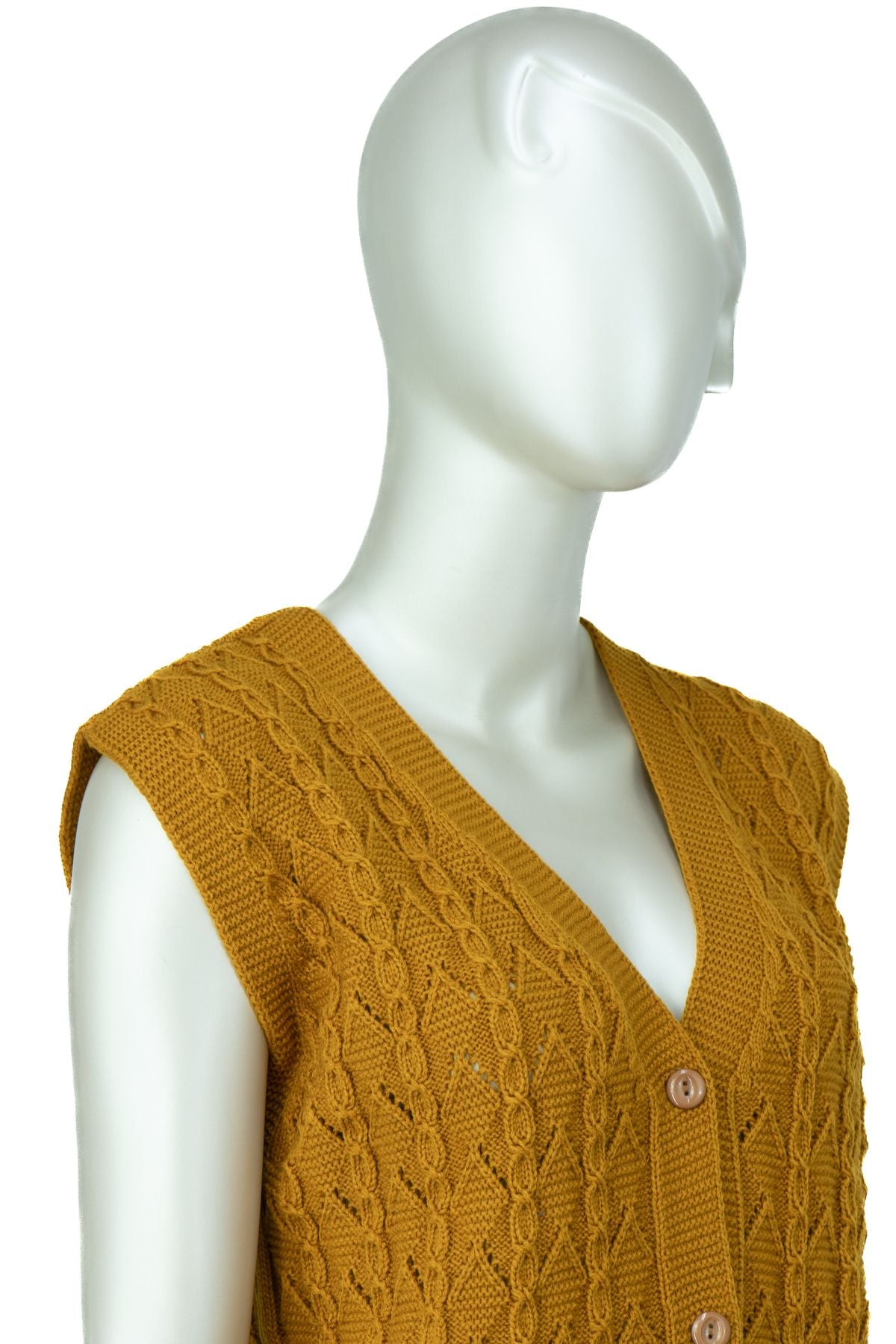 Kadın Kışlık Pamuklu Triko Örme Anne Yelek Bahar Model Önden Düğmeli Çift Cepli Rahat Kesim