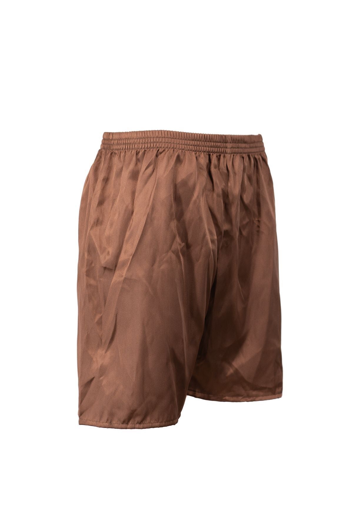 Erkek Saten Kumaş Şort Düz Renk Beli Lastikli Cepsiz Hafif Kumaş