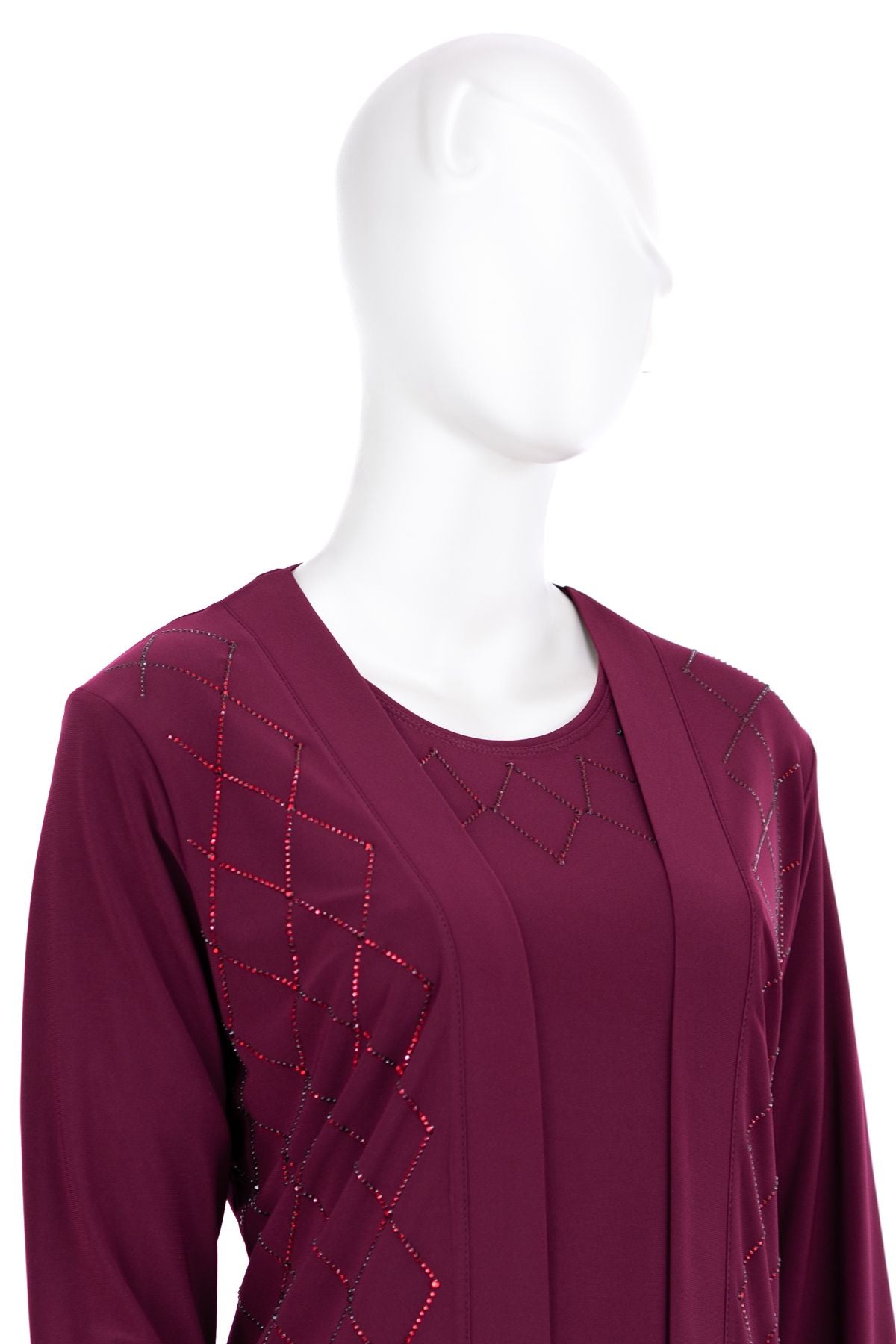 Kadın Likralı Sandy Kumaş 2 Li Anne Takım Önü Şık ve Modern Taşlı Tam Kalıp Likralı