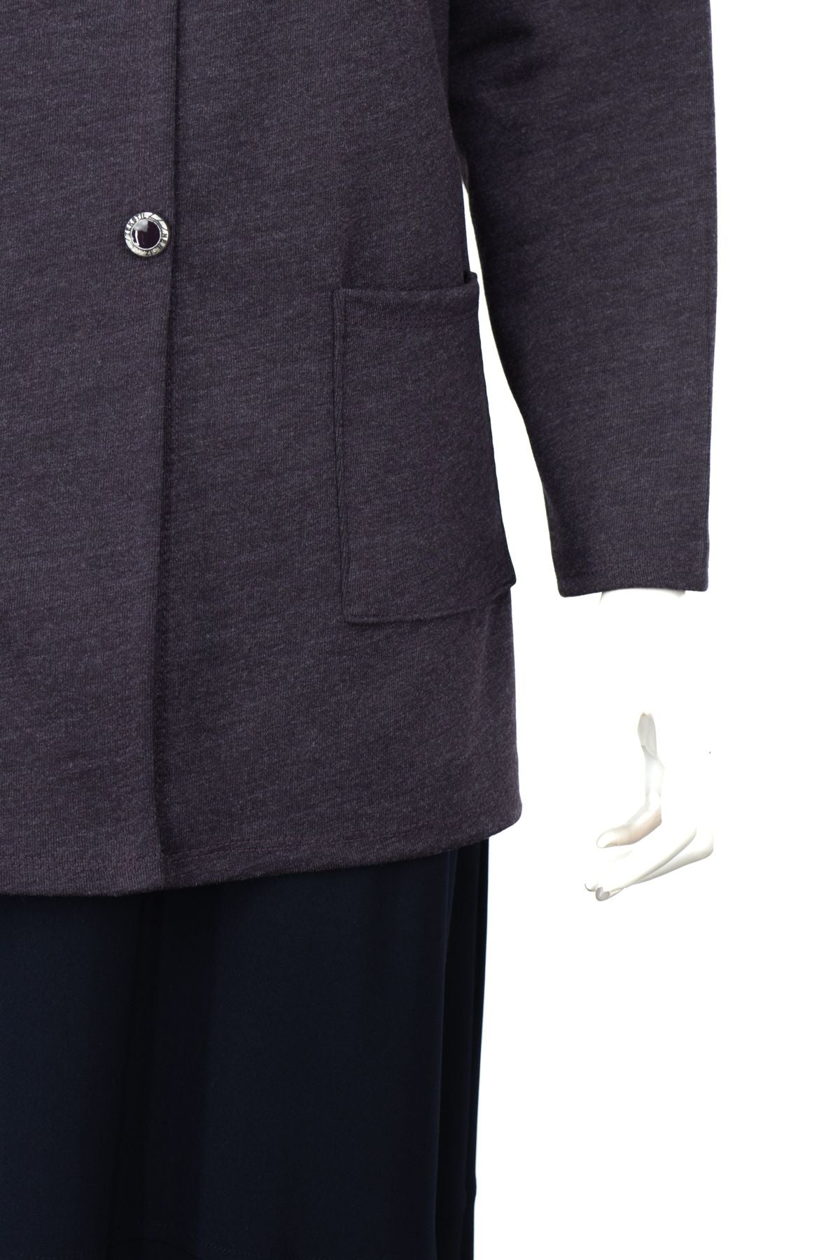 Kadın Kışlık Anne Hırka Ecrin Örme Önü Düğmeli Çift Cepli V Yaka Uzun Kol Klasik Model