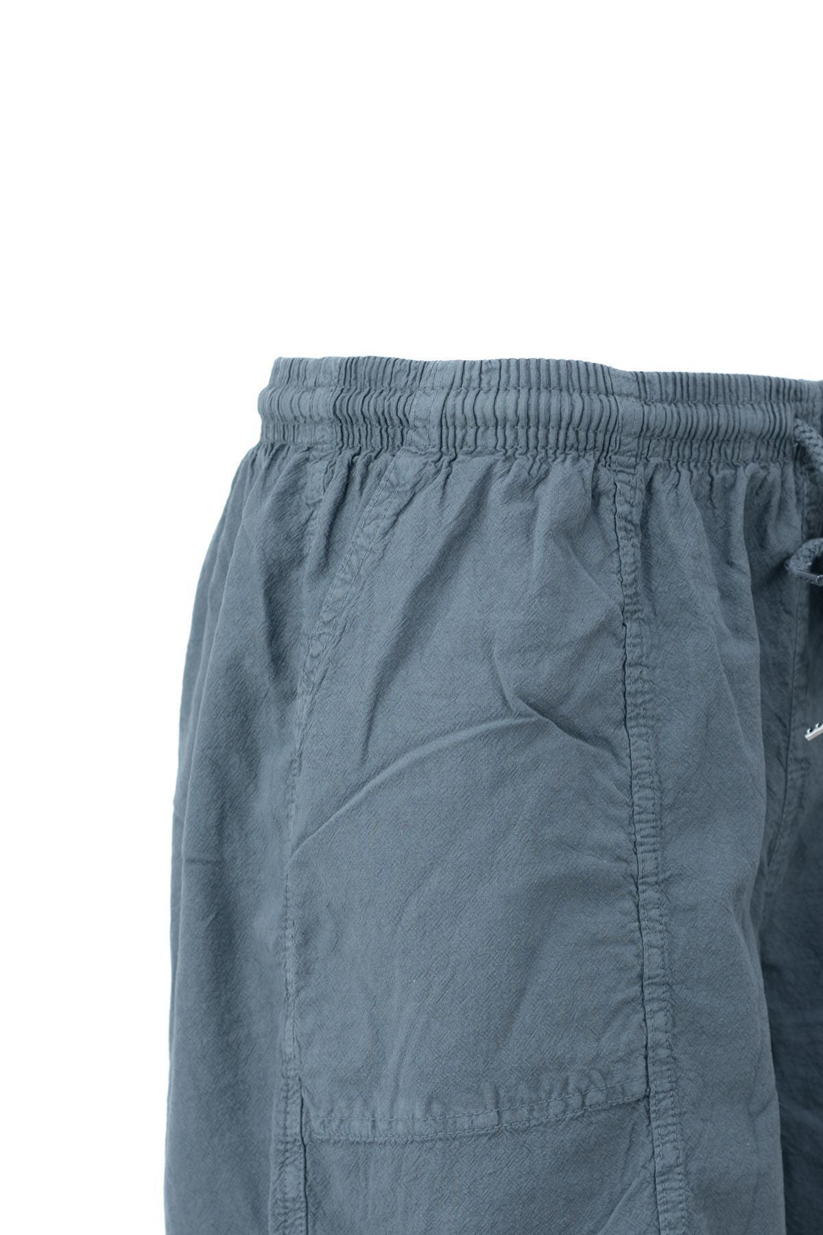 Erkek %100 Saf Pamuk Kumaş Bermuda Şort Düz Paça Cepli Beli Bağcıklı Rahat Tam Kalıp