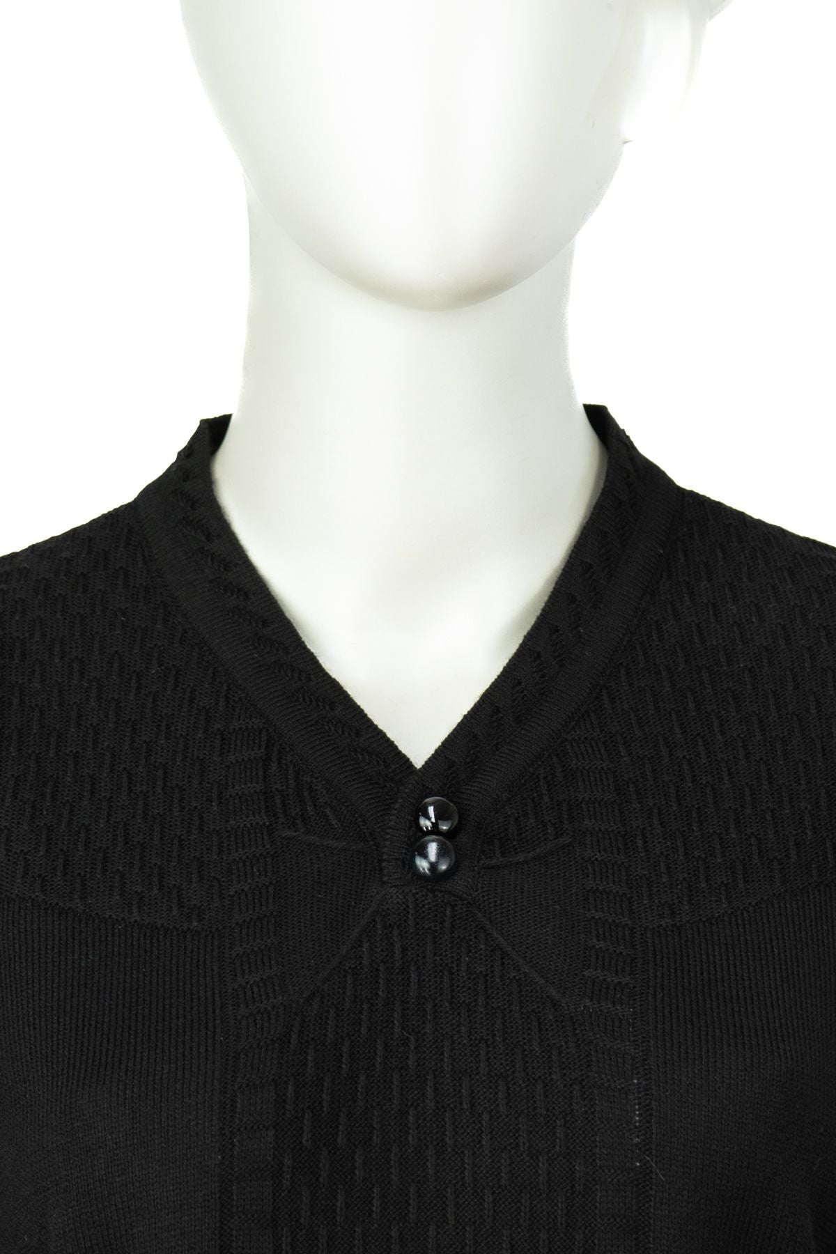 Kadın Kışlık Pamuklu Triko Dokuma Anne Kazak Boncuklu Petek Motifli V Yakalı Rahat Kesim