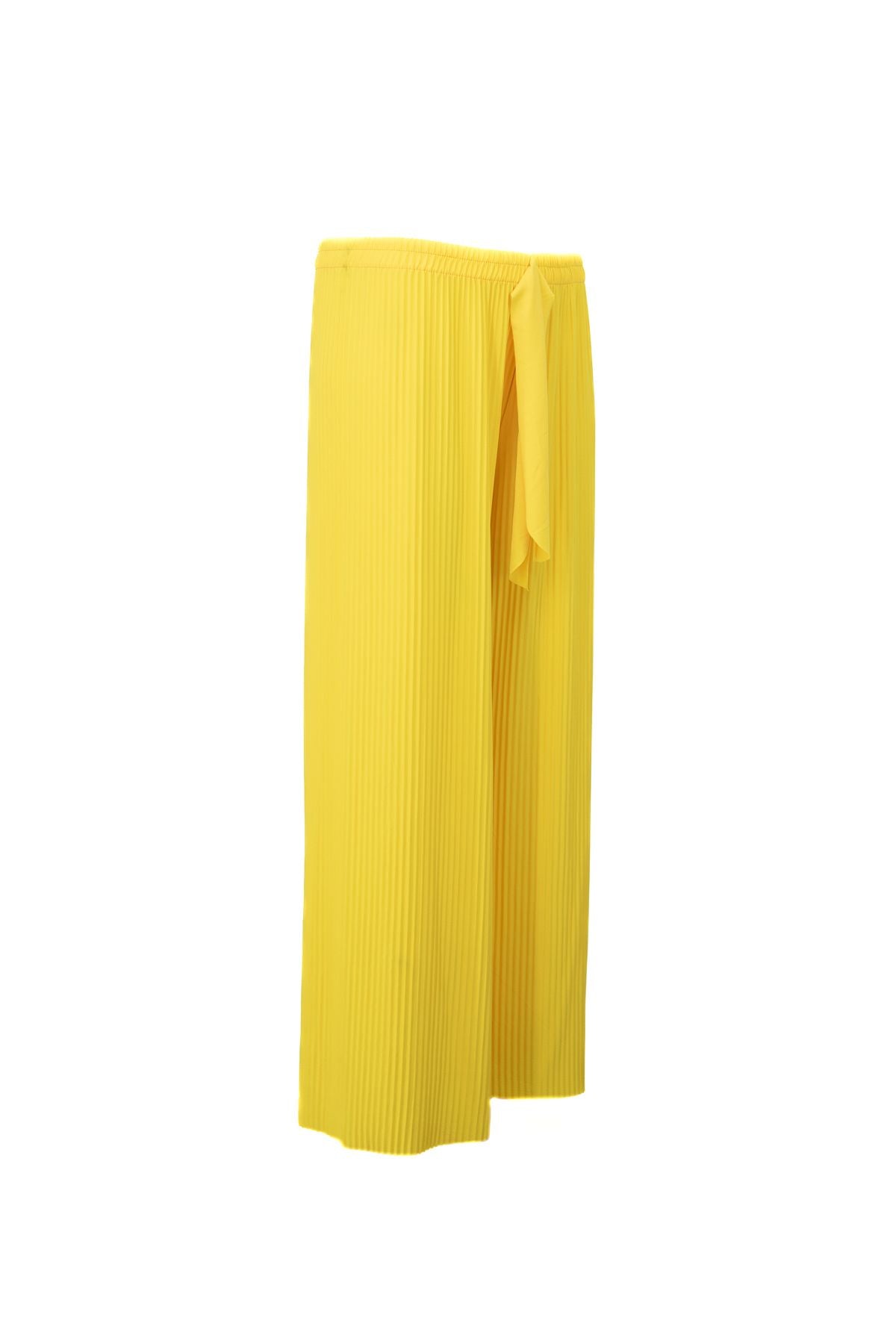 Kadın Likralı Viskon Sandy Kumaş Pantolon Magnolya Beli Lastikli Piliseli Kumaş Detaylı