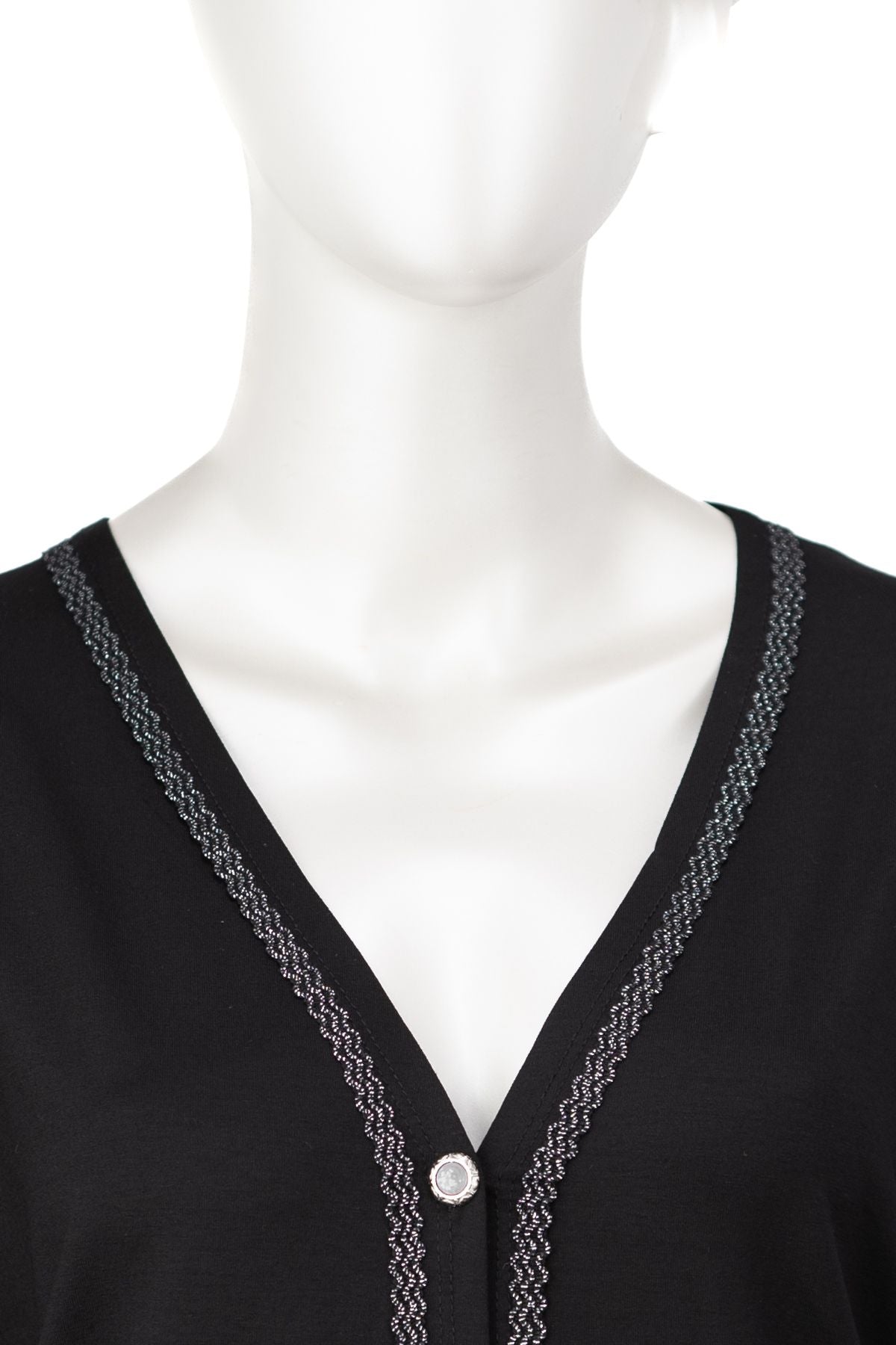 Kadın Turlu Viskon Penye Kumaş  Anne Hırka V Yaka Şık Düğmeli Sim Detaylı Cepli Tam Kalıp