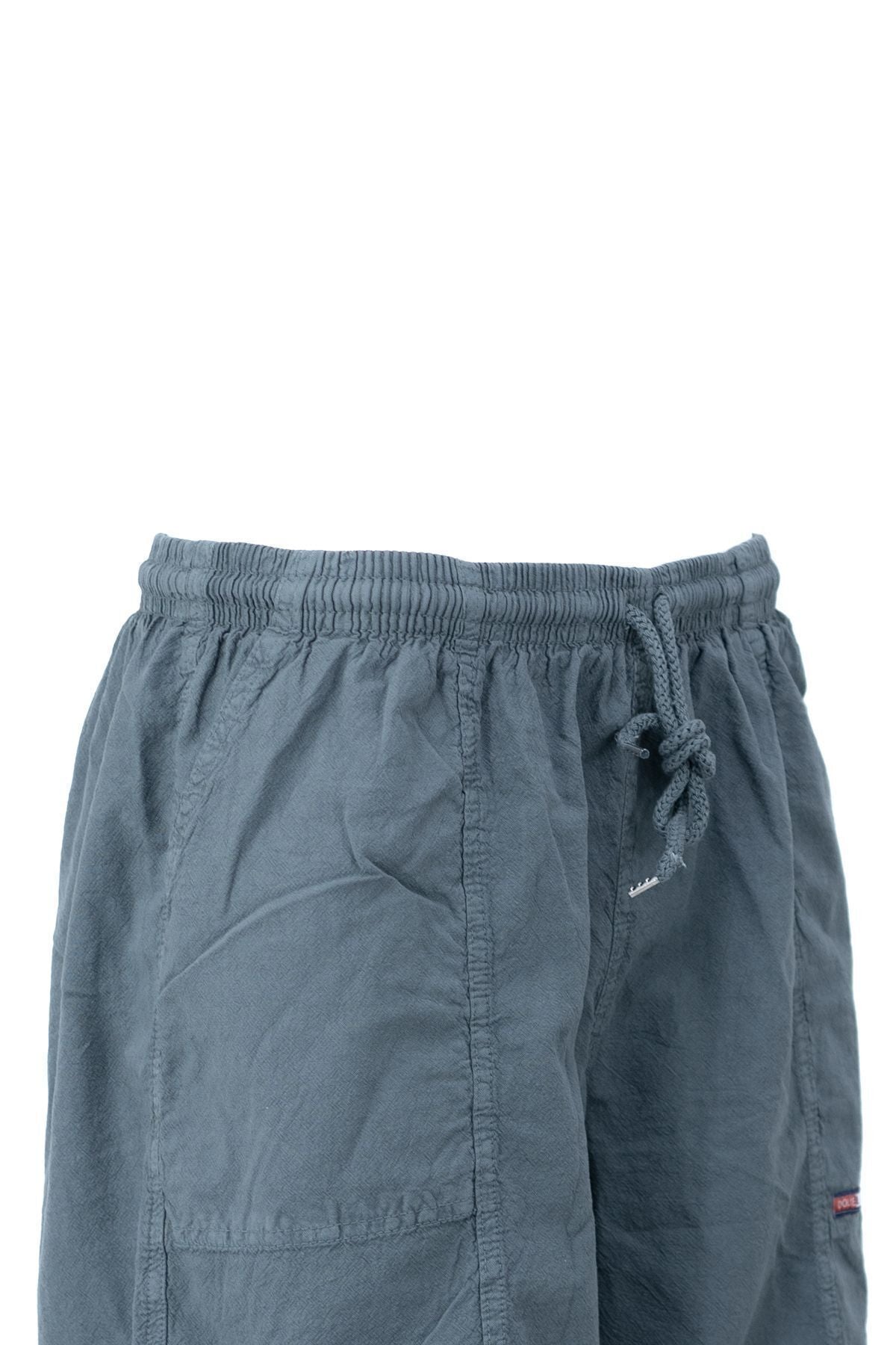 Erkek %100 Saf Pamuk Kumaş Bermuda Şort Düz Paça Cepli Beli Bağcıklı Rahat Tam Kalıp