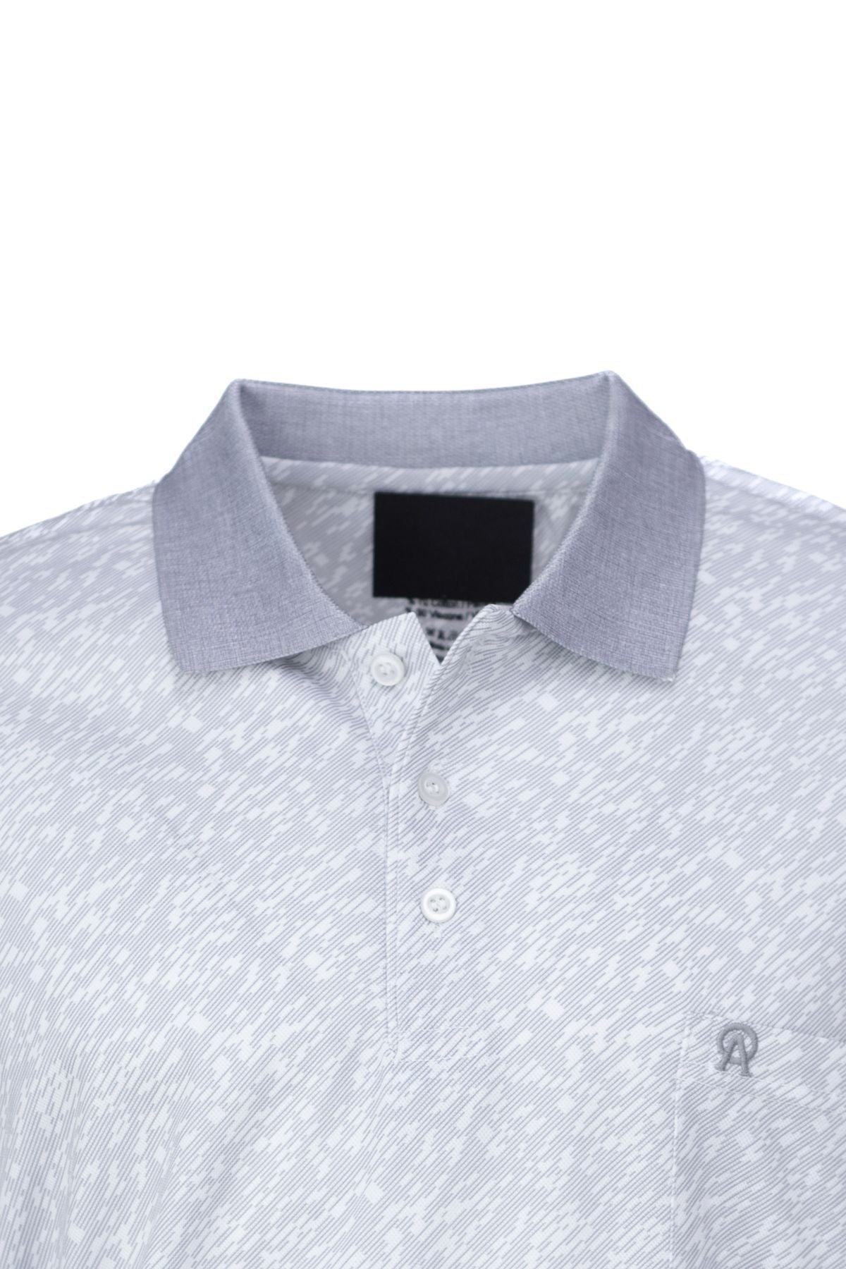 Erkek Pamuklu Merserize Kumaş T-Shirt Polo Yaka Kısa Kollu Bulut Desenli Tam Kalıp