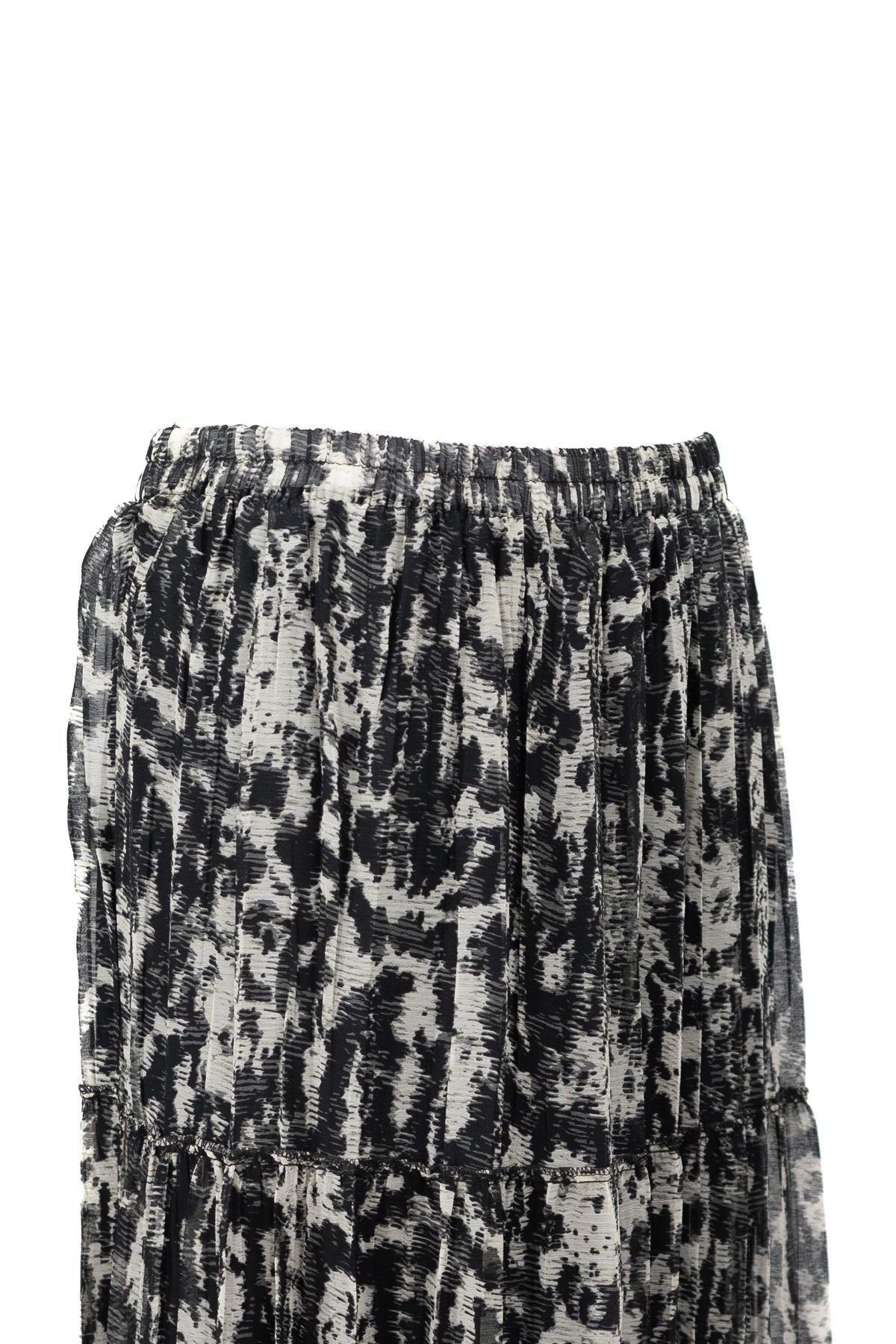 Kadın Astarlı Şifon Etek Şirin Papatya Desenli Beli Lastikli Rahat Kesim Parçalı