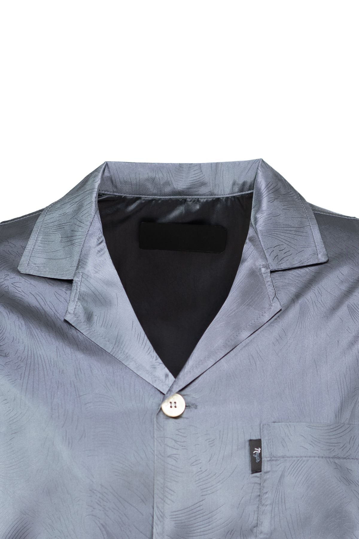 Erkek Klasik Model Saten Gecelik Gömlek Premium ipeksi Saten Kumaş Desenli Cepli Tam Kalıp