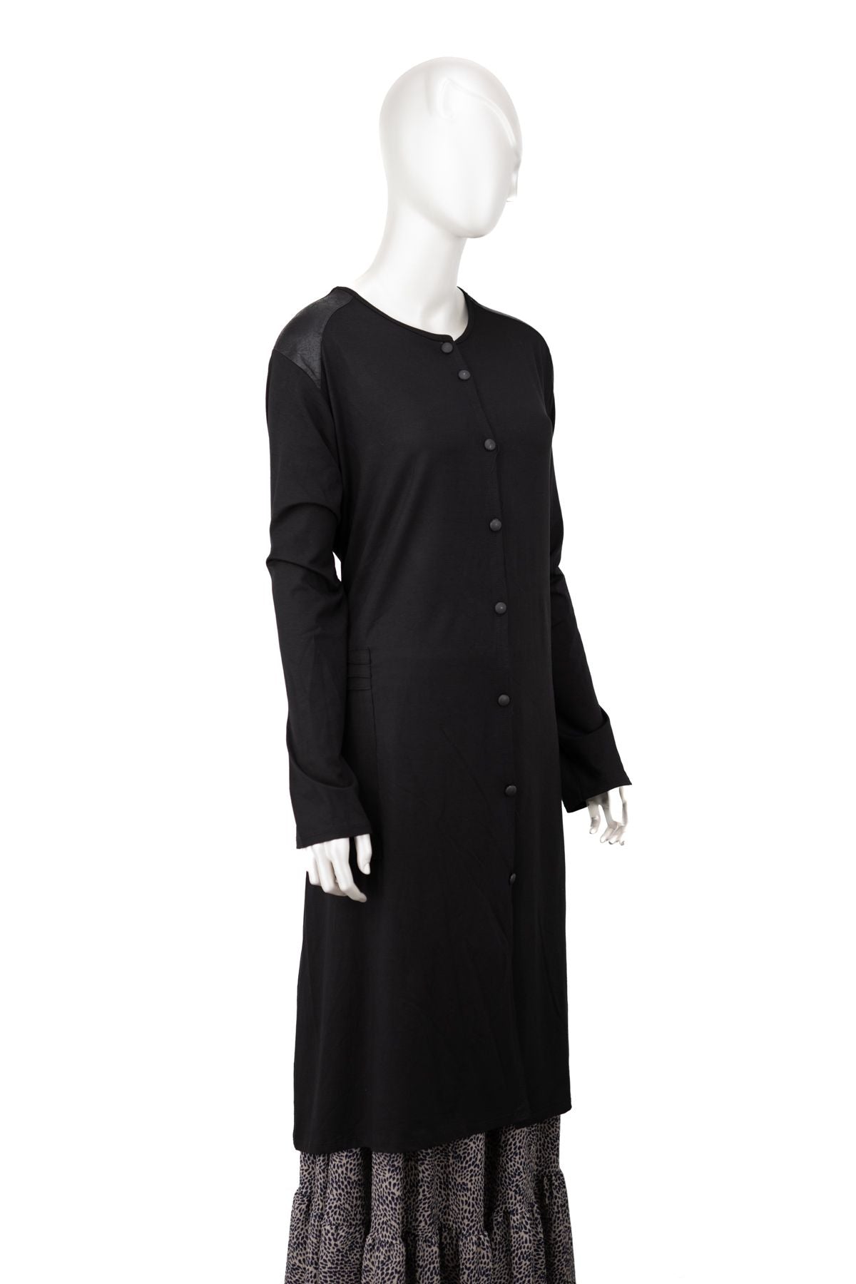 Kadın Turlu Viskon Penye Kumaş  Anne Uzun Hırka Şık Bisiklet Yaka Düğmeli Cepli Tam Kalıp