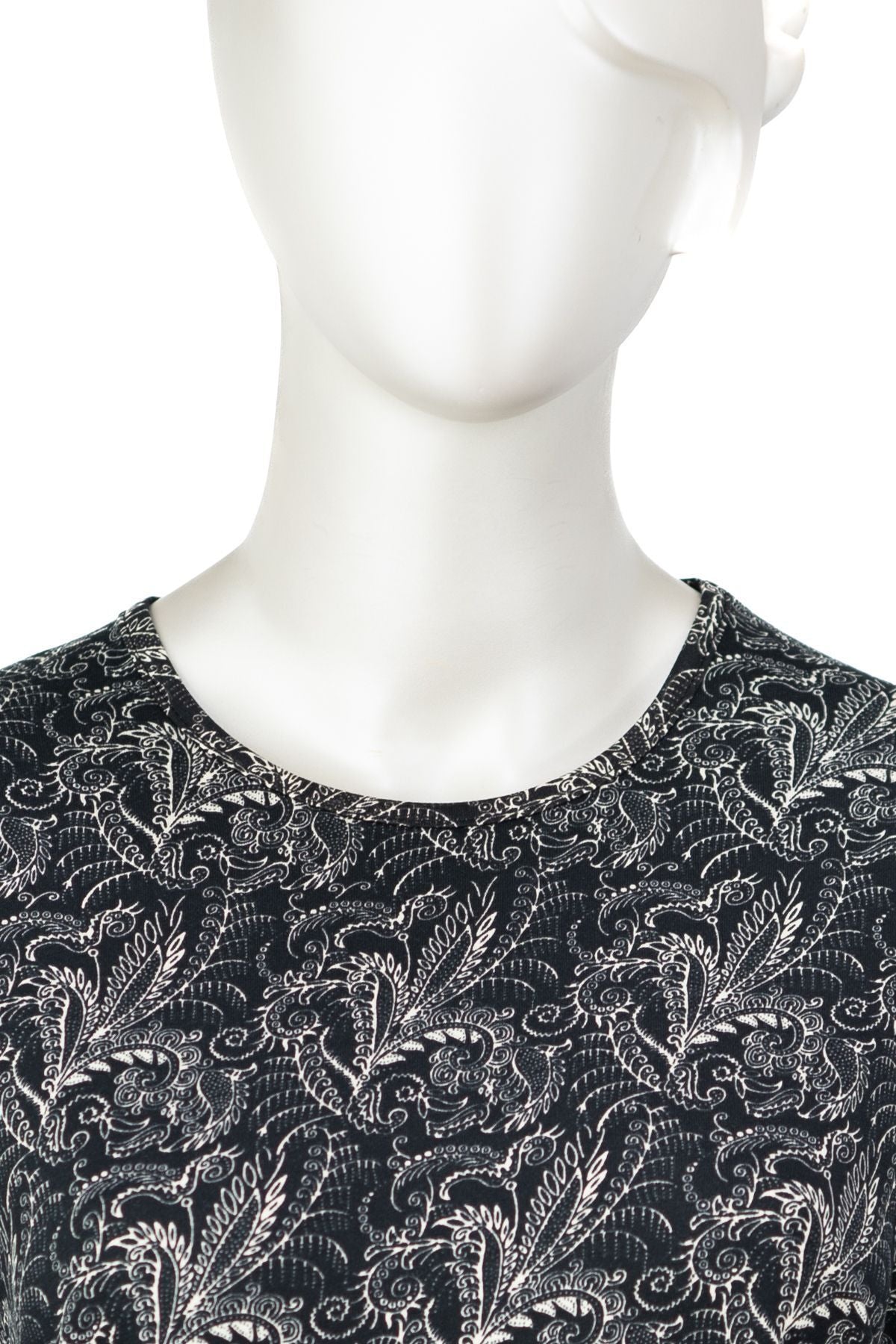 Kadın Turlu Viskon Penye Kumaş Kısa Kollu Anne Bluz Palmiye Desenli Likralı Tam Kalıp