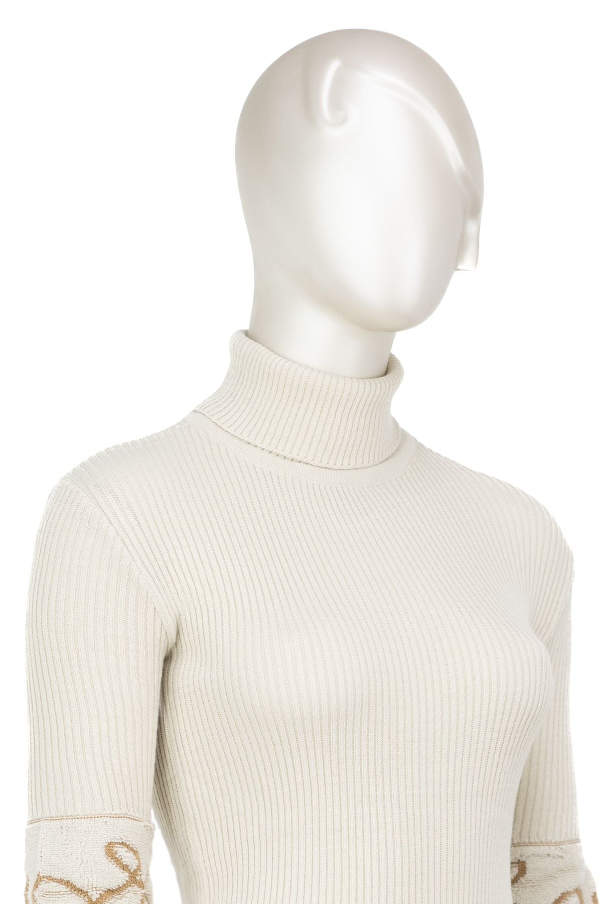 Kadın Kışlık Kolları Şık Boncuklu Tam Boğazlı Yaka Bedene Oturan Örme Triko Badi Kazak