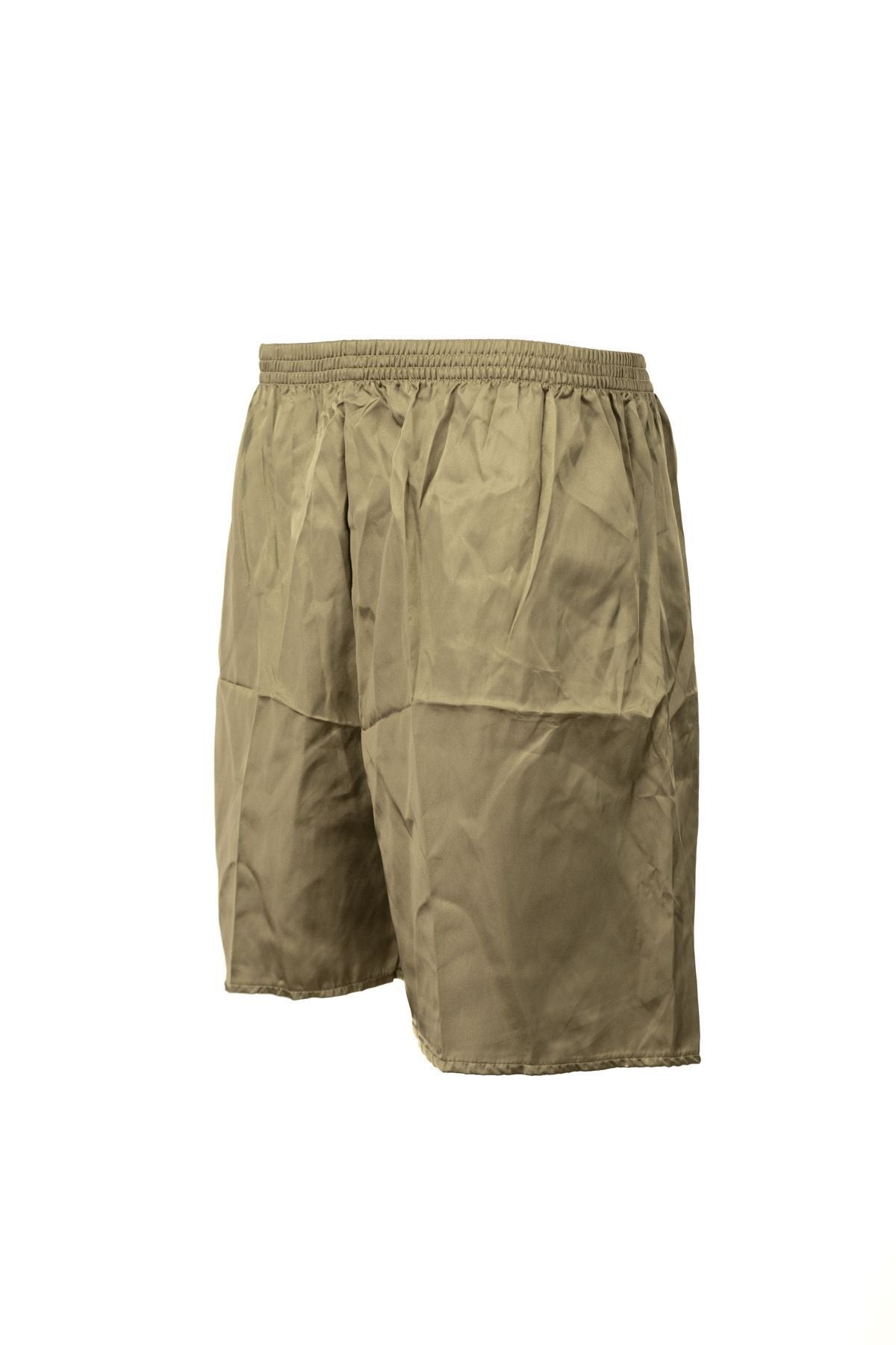 Erkek Saten Kumaş Şort Düz Renk Beli Lastikli Cepsiz Hafif Kumaş