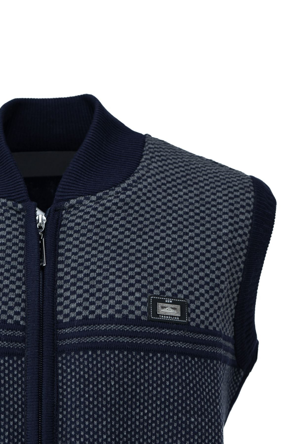 Erkek Kışlık Şık Yünlü Örme Triko Yelek Fermuarlı Cepli Armalı Hakim Yaka Rahat Klasik Model