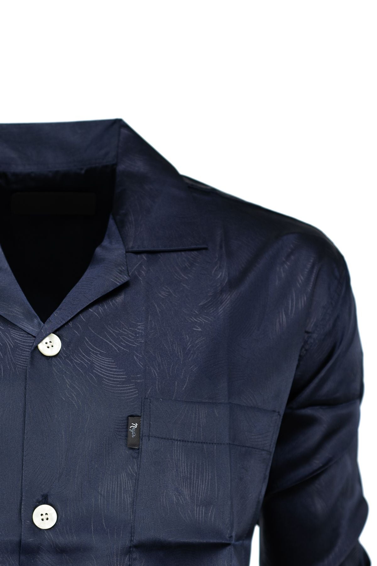 Erkek Klasik Model Saten Gecelik Gömlek Premium ipeksi Saten Kumaş Desenli Cepli Tam Kalıp