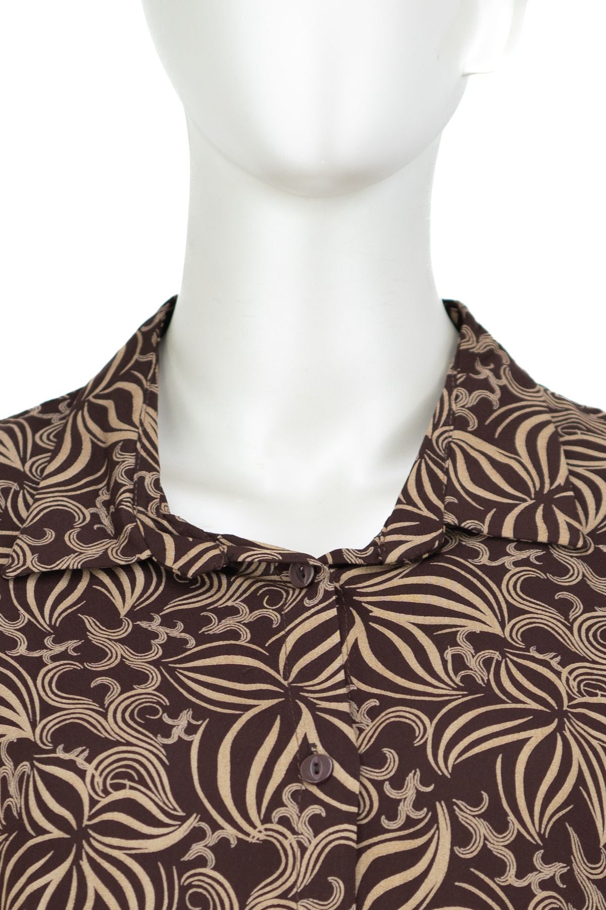 Kadın %100 Pamuk Kumaş Klasik Anne Gömlek Manolya Desenli Düğmeli Rahat Kesim Tam Kalıp