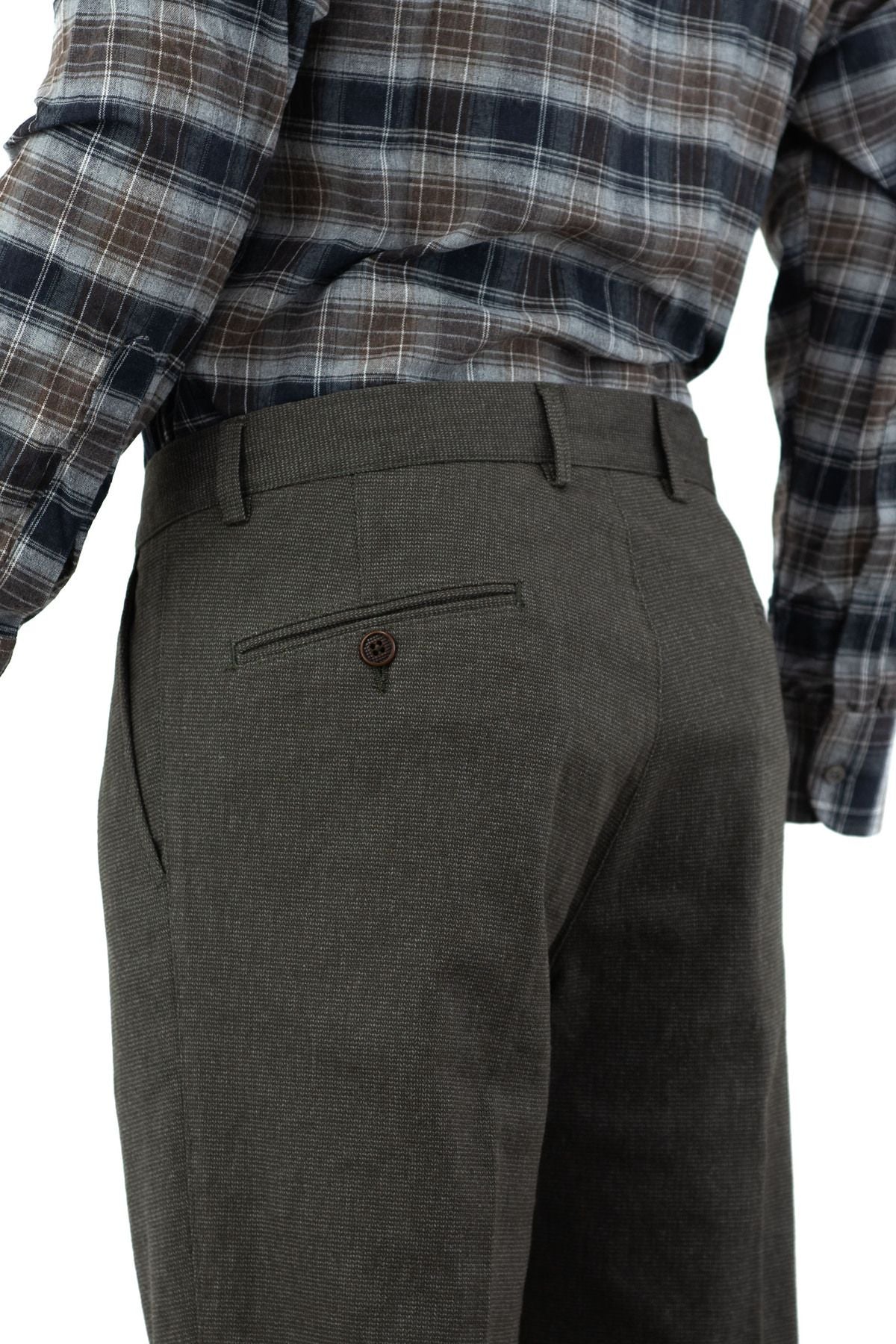 Erkek Mevsimlik Düz Paça Yandan Cepli Rahat Tam Kalıp Klasik Pamuklu Kanva Kumaş Pantolon