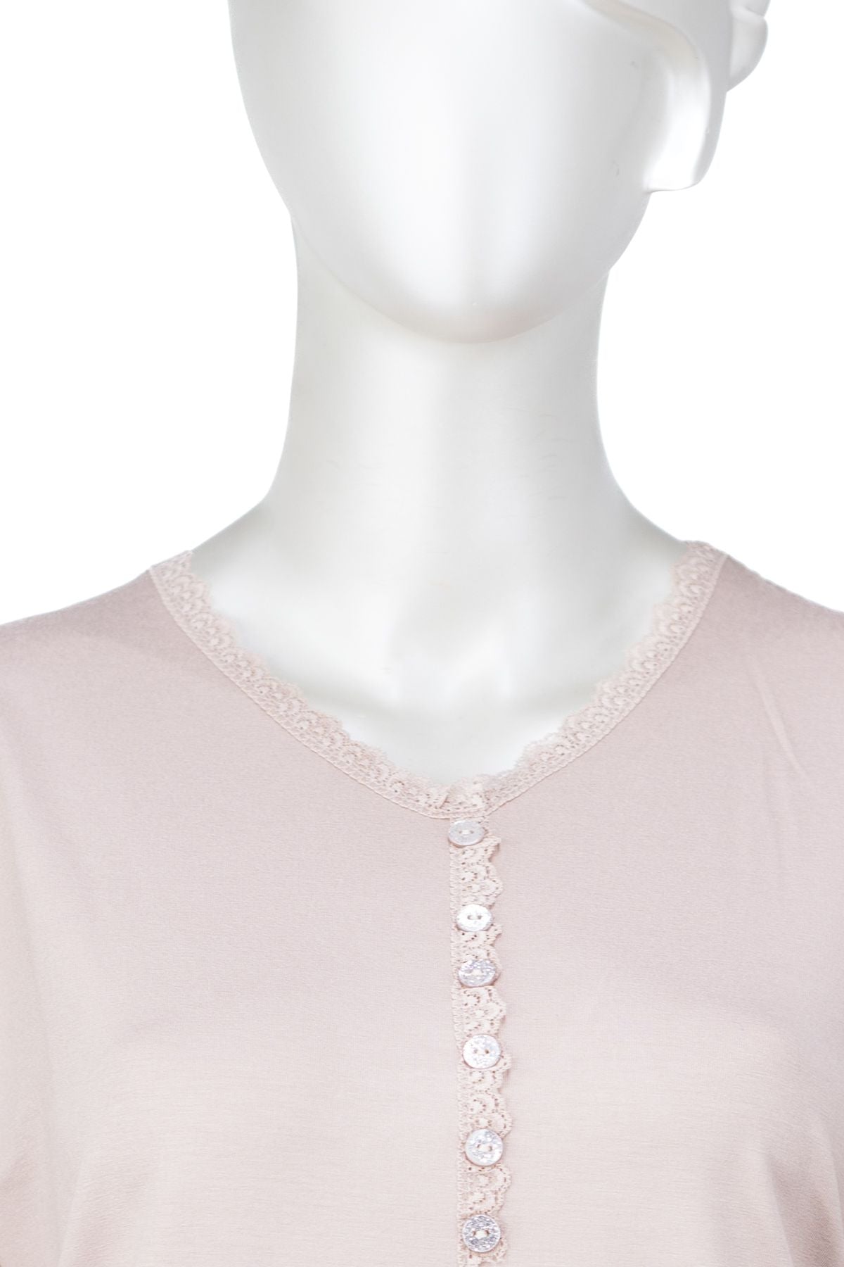 Kadın Turlu Viskon Penye Kumaş Anne Bluz Şık Fırfırlı V Yaka Normal Kesim Tam Kalıp Likralı