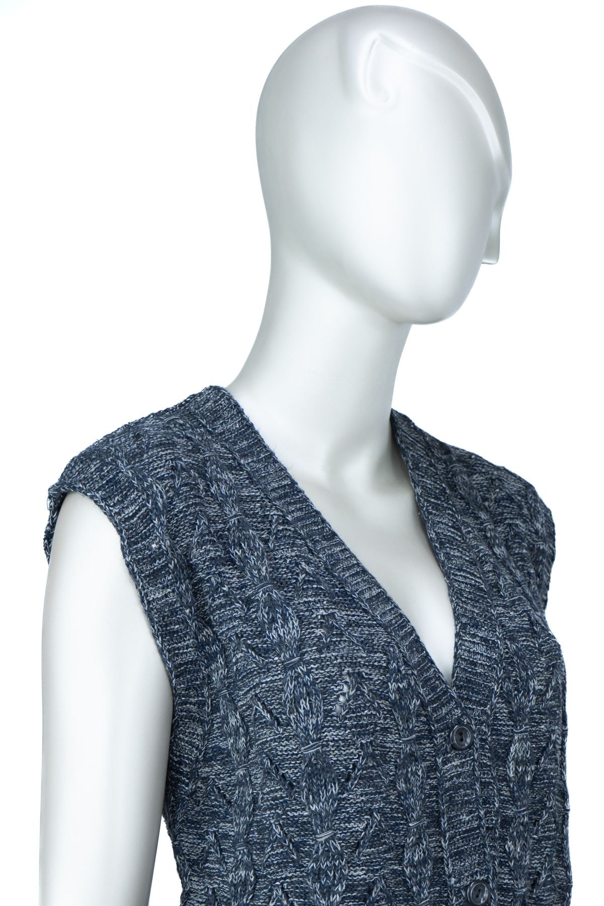 Kadın Kışlık Anne Yelek Pamuklu Triko Yasemin Örgü Model Önden Düğmeli Çift Cepli Rahat