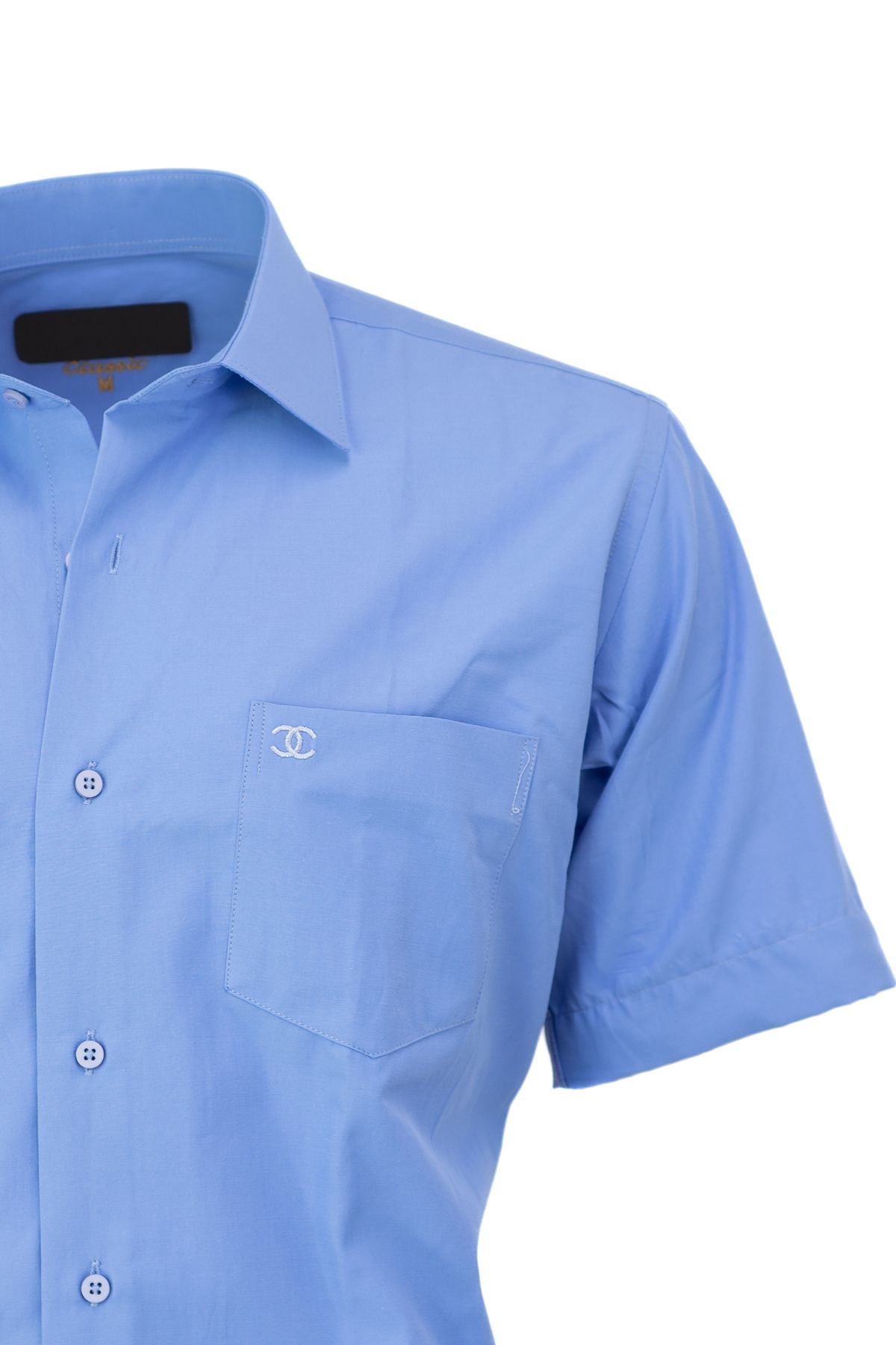 Erkek Kısa Kollu Gömlek Premium Pamuklu Kumaş Kısa Kollu Cepli Tam Kalıp Rahat Kesim