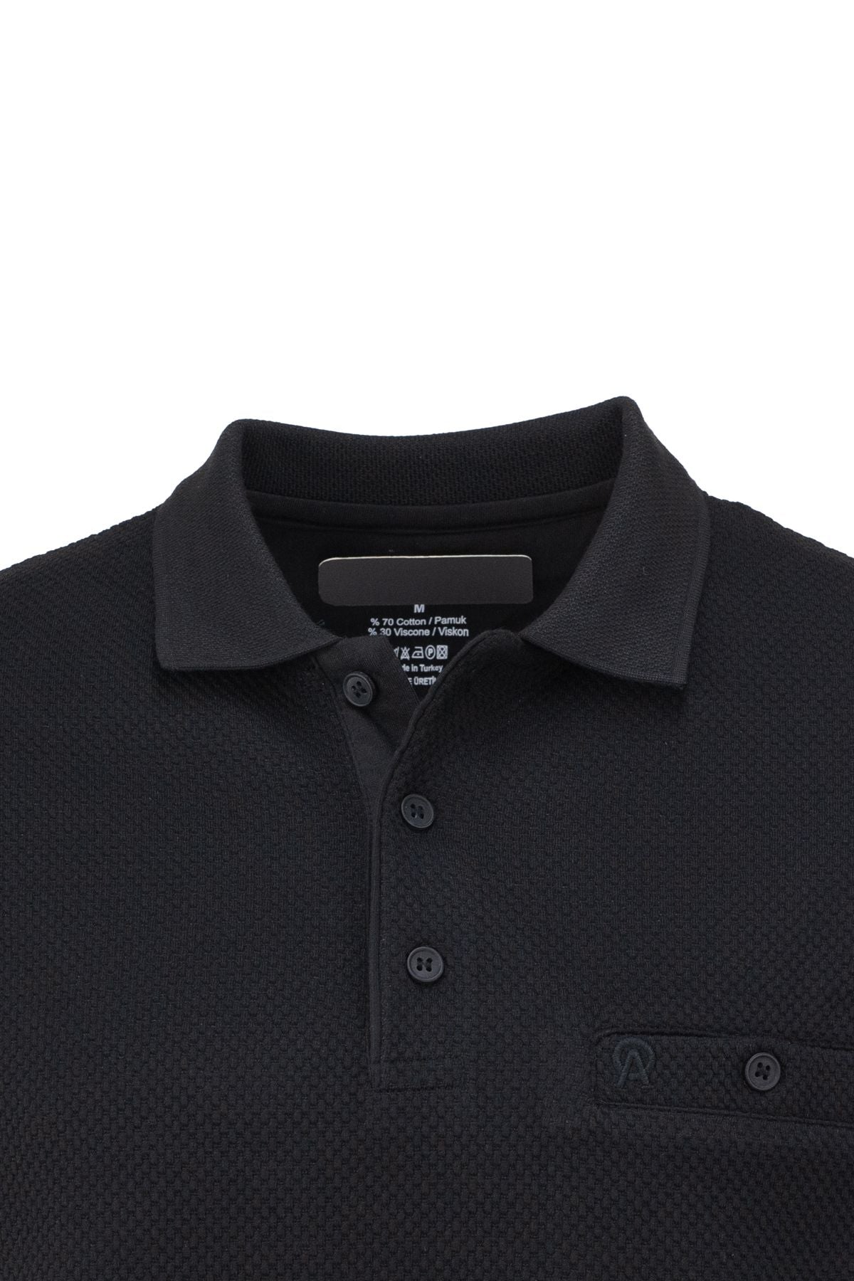 Erkek Mevsimlik Düğmeli Polo yaka Cepli Tam Kalıp Petek Model Pamuklu Kumaş Sweatshirt