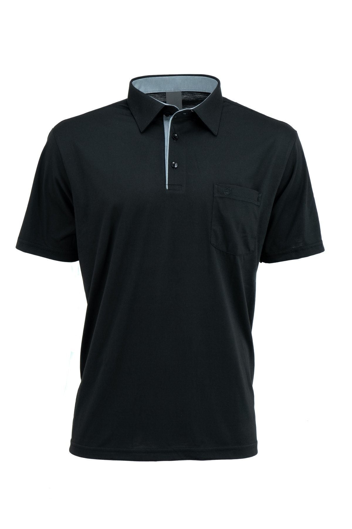 Erkek Gömlek Yaka Cepli Kısa Kollu Normal Kesim Tam Kalıp Premium Pamuklu Kumaş T-shirt