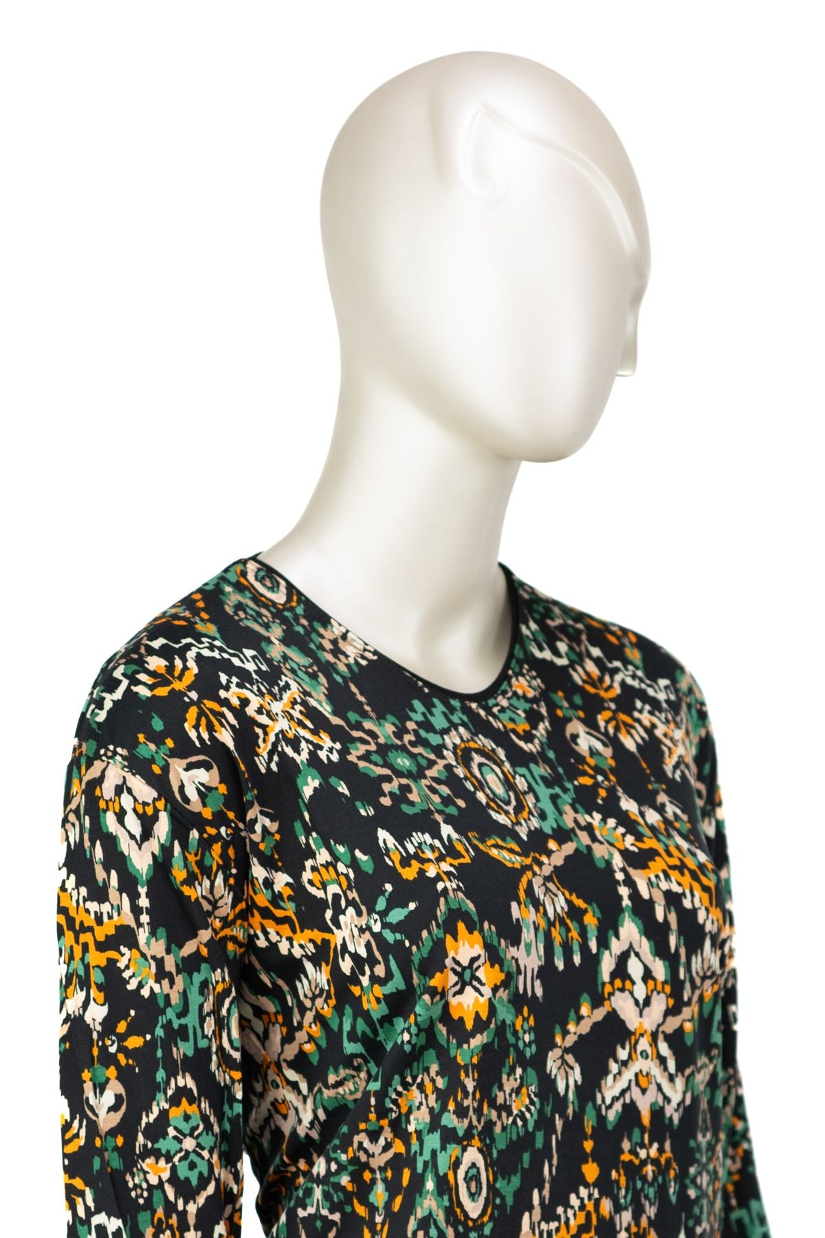 Kadın Turlu Viskon Penye Kumaş Anne Bluz Leylak Desenli Hafif V Yaka Tam Kalıp Likralı