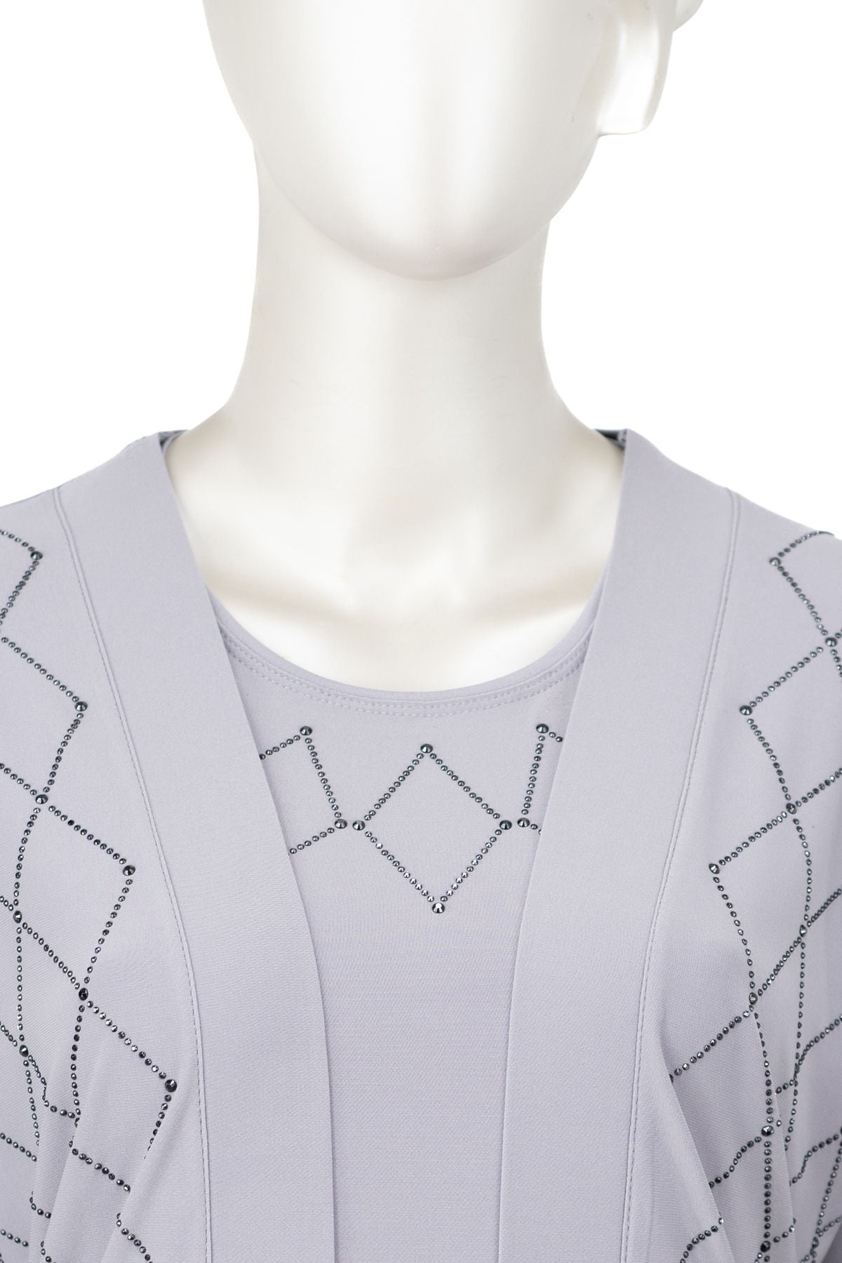 Kadın Likralı Sandy Kumaş 2 Li Anne Takım Önü Şık ve Modern Taşlı Yuvarlak Yakalı Tam Kalıp