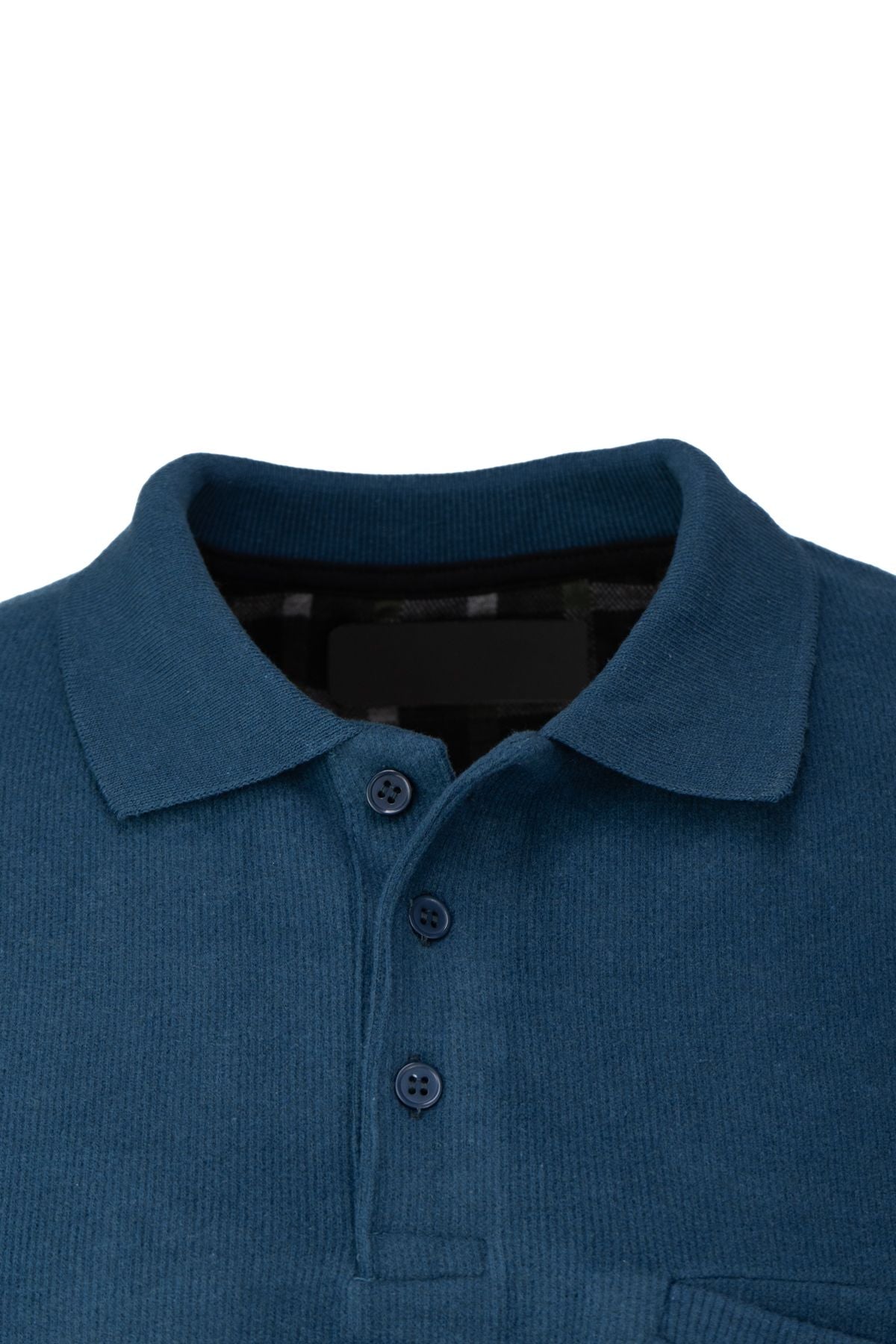 Erkek Kışlık Polo Yaka Kazak Pamuklu Örme Şardonlu Selanik Düğmeli Cepli Rahat Tam Kalıp