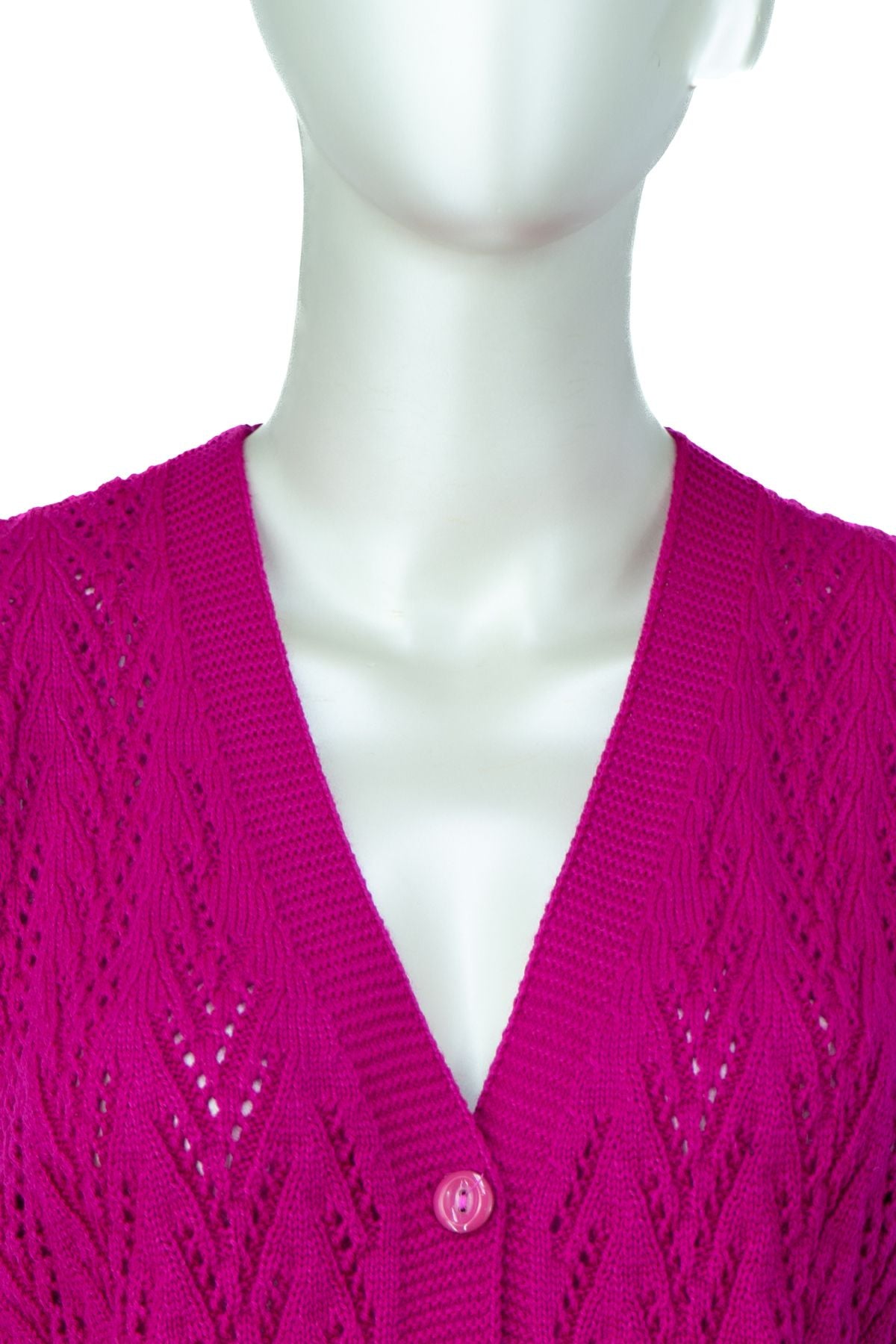 Kadın Kışlık Pamuklu Triko Klasik Örme Anne Yelek Kilim Örgü Model Önden Düğmeli Çift Cepli