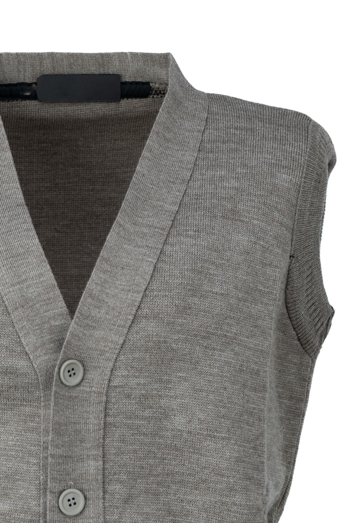 Erkek Kışlık Kalın Yünlü Örme Triko Yelek Düz Motifli Düğmeli Çift Cepli Rahat Kesim V Yaka